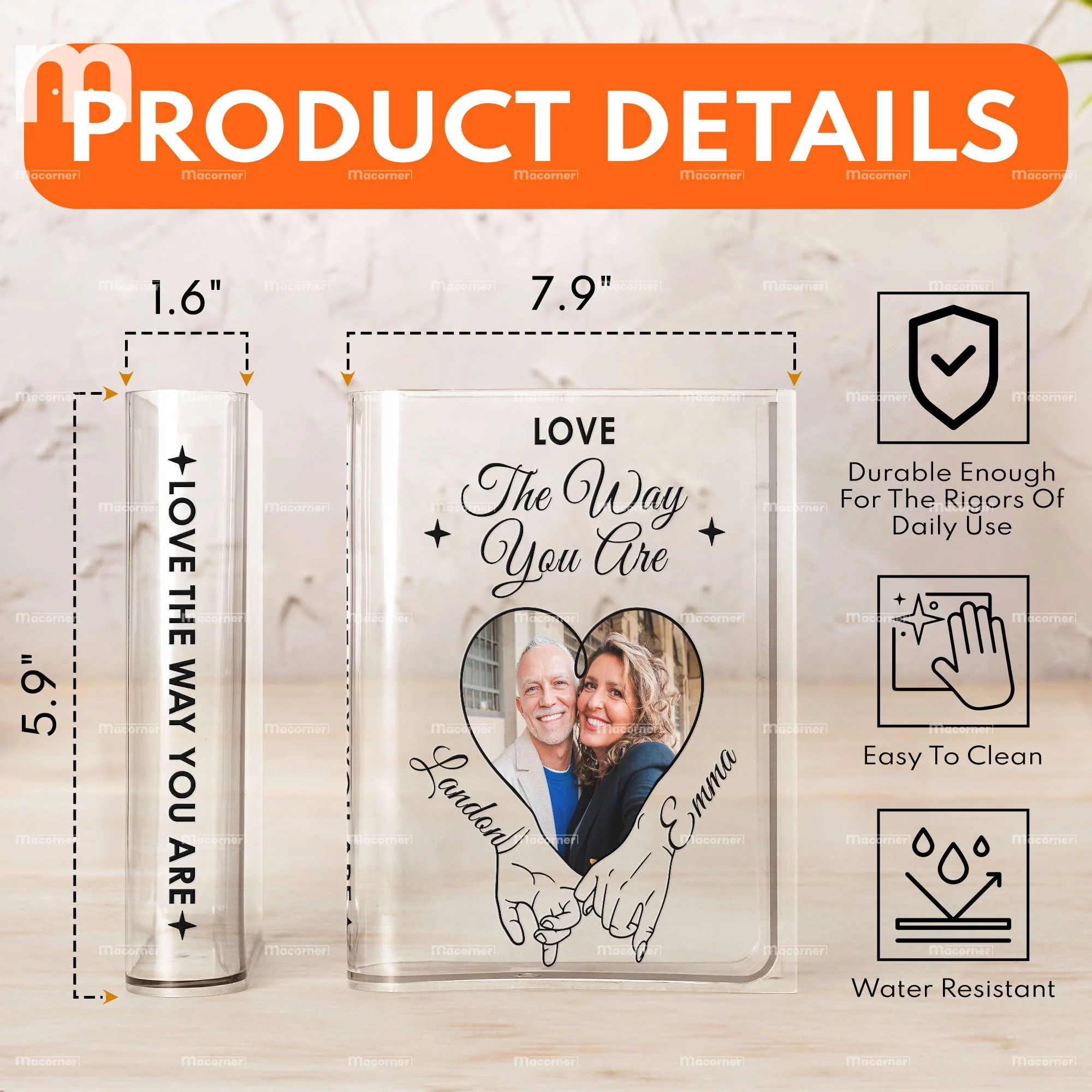 Love The Way You Are - Personalized Photo Acrylic Book Vase - Image 8