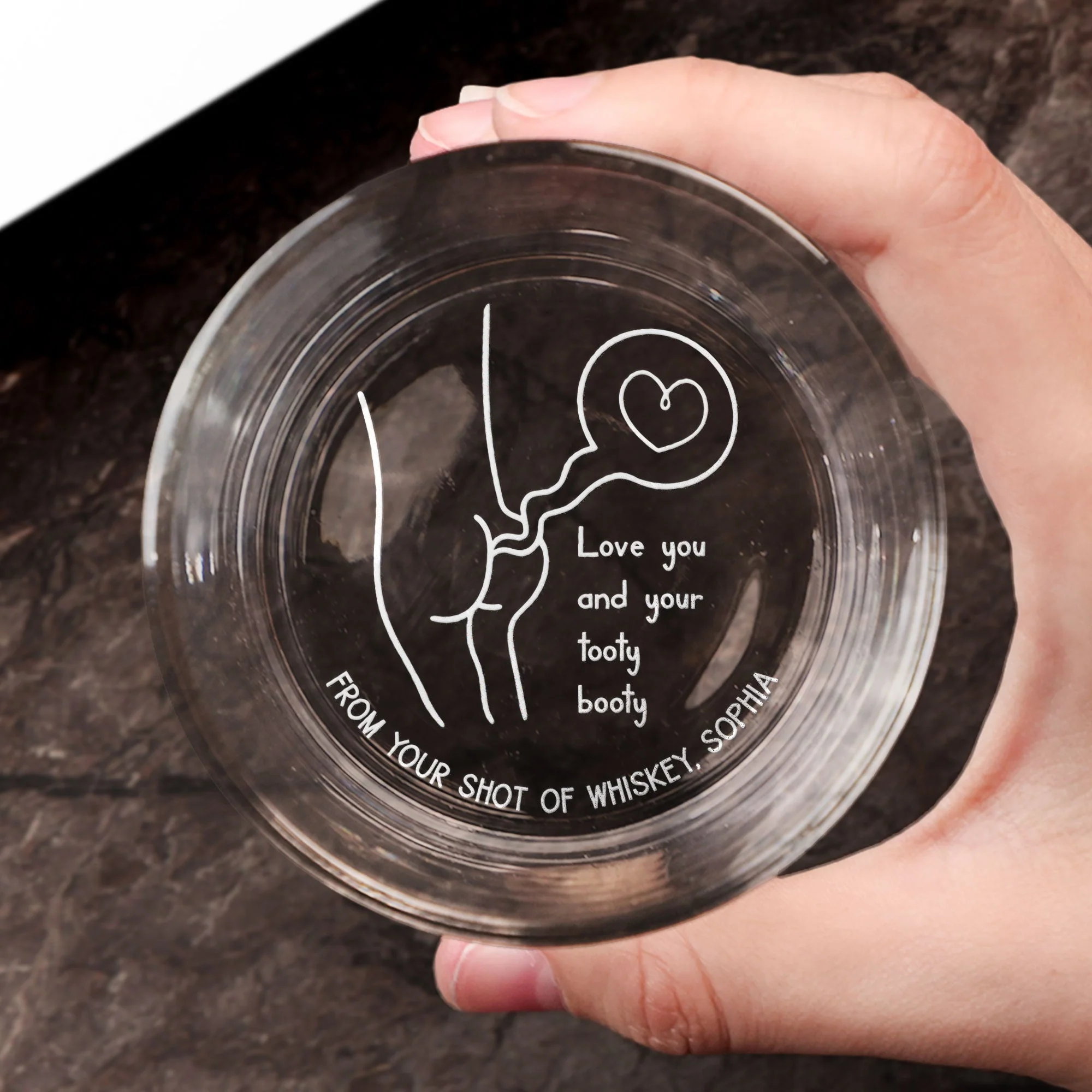 Love You And Your Tooty Booty - Personalized Engraved Whiskey Glass - Image 3