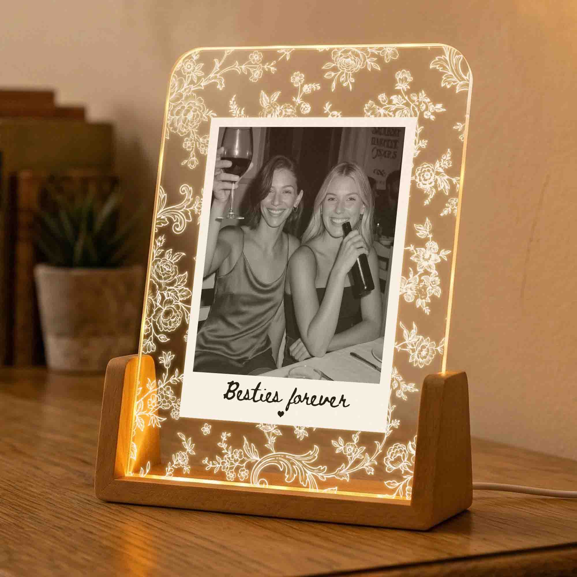 Love You Bestie Custom Photo Friendship Gift For Her - Personalized Night Light - Image 5