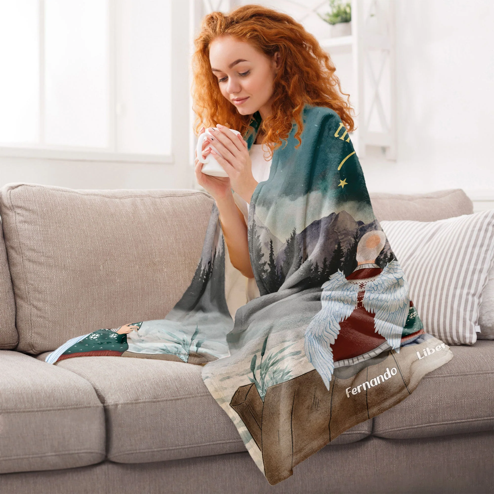 Love You Past The Moon - Personalized Blanket - Image 5