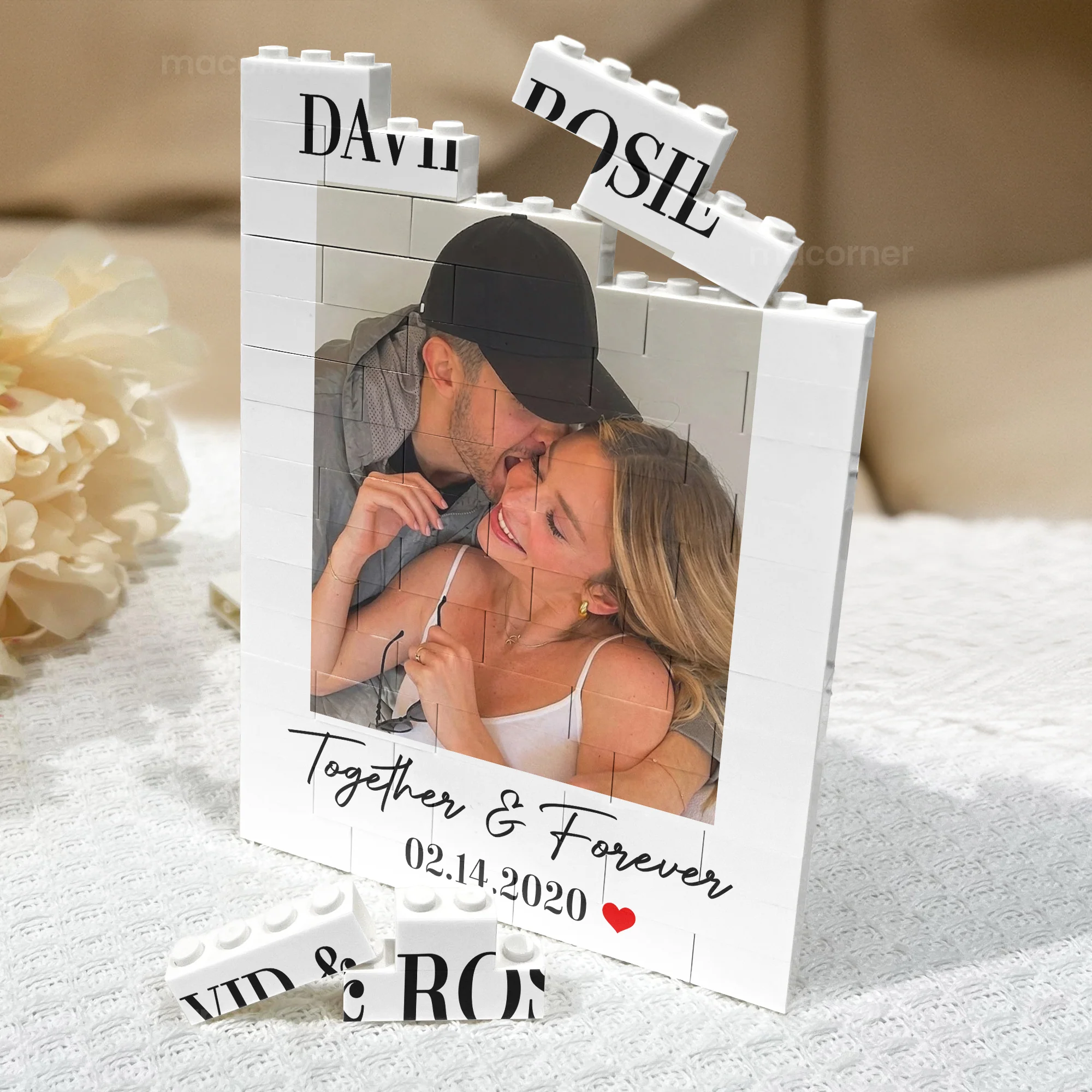Love You To Pieces Custom Photo Anniversary Gifts For Him, Her - Personalized Building Blocks - Image 5