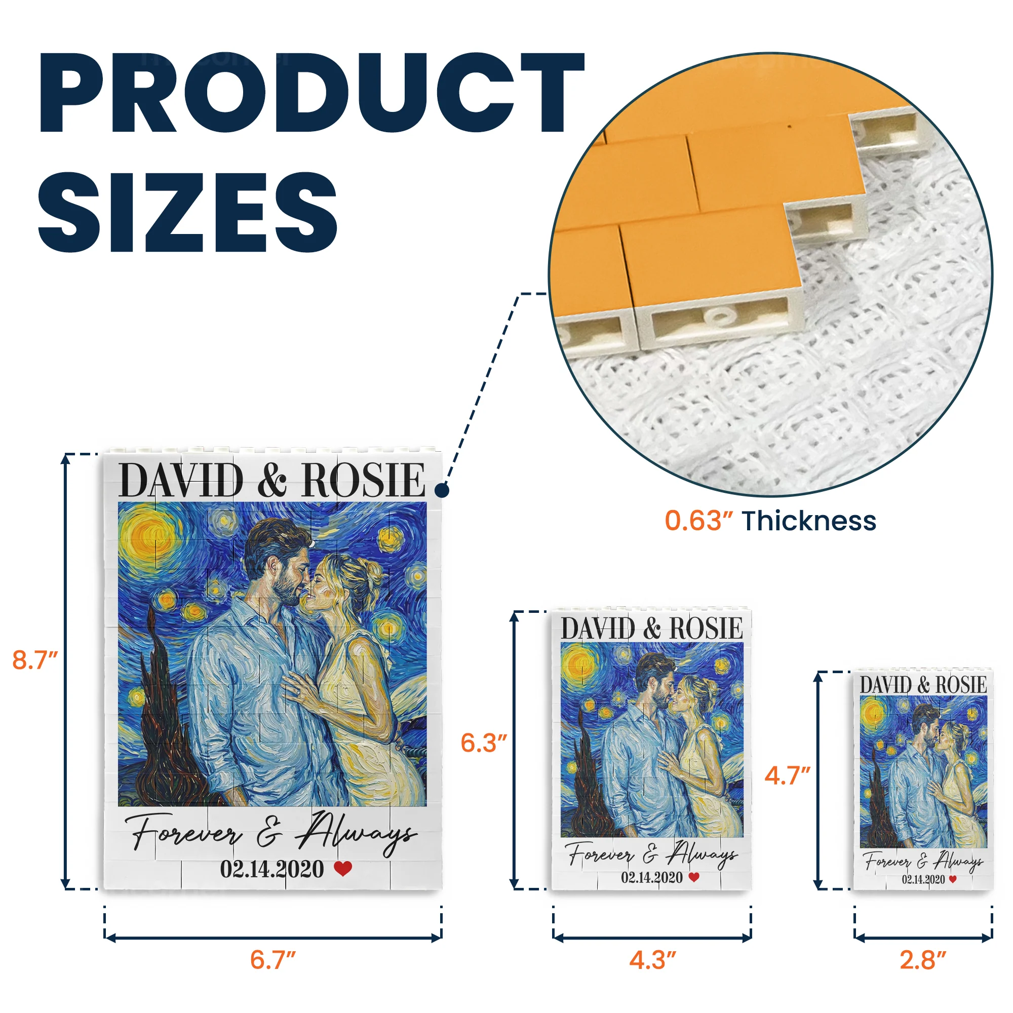 Love You To Pieces Custom Photo Van Gogh Style Art - Personalized Building Blocks - Image 6