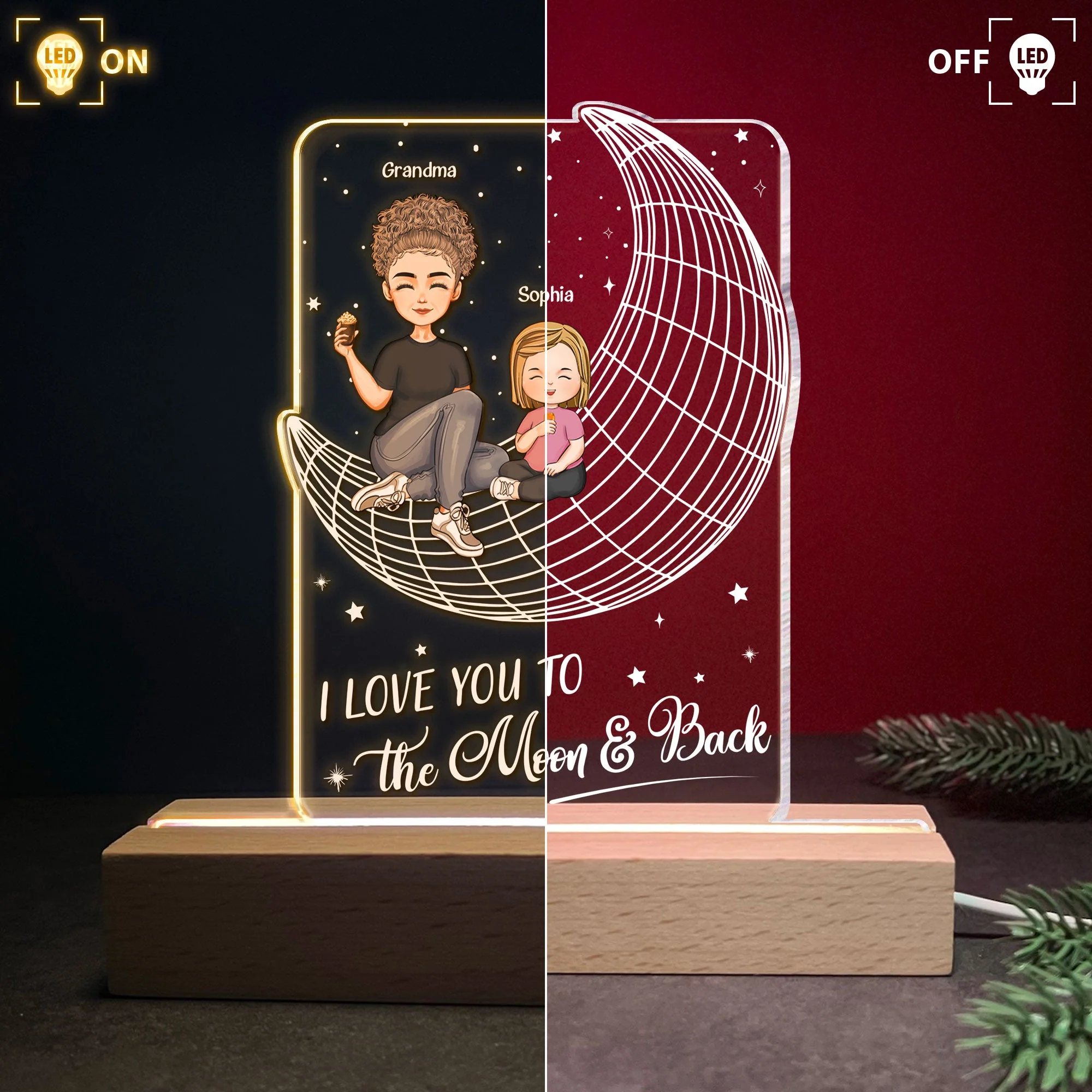 Love You To The Moon And Back - Personalized LED Light - Image 2