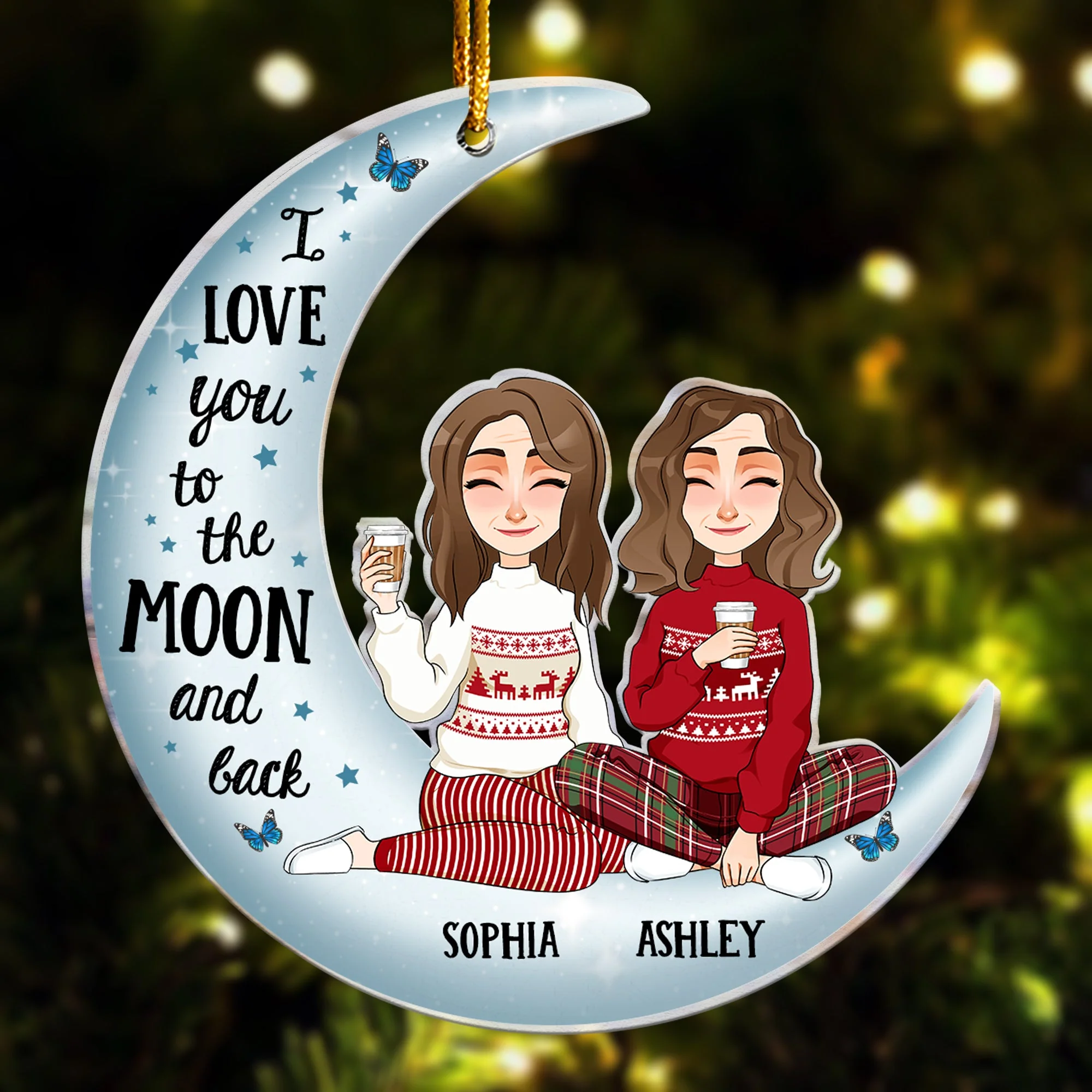 Love You To The Moon And Back - Personalized Acrylic Ornament - Image 2