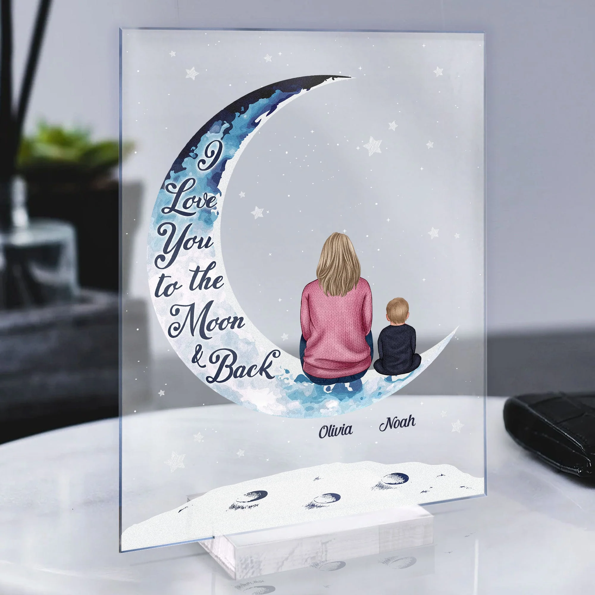 Love You To The Moon And Back - Personalized Acrylic Plaque - Image 2
