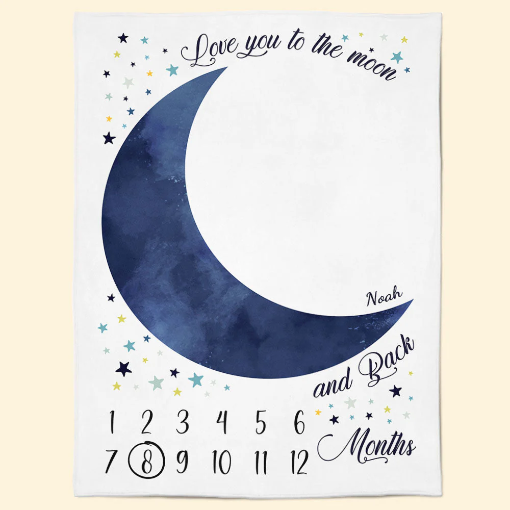 Love You To The Moon And Back - Personalized Baby Blanket - Image 6