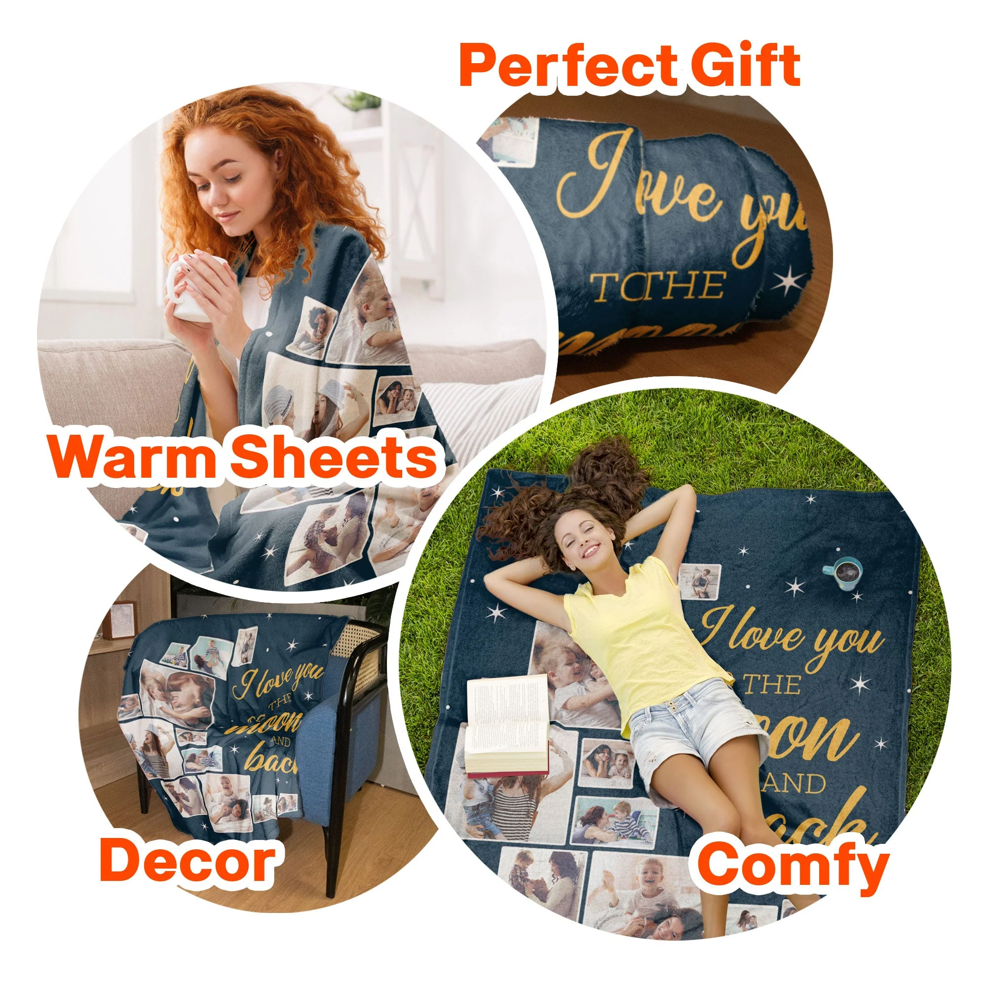 Love You To The Moon And Back - Personalized Photo Blanket - Image 7