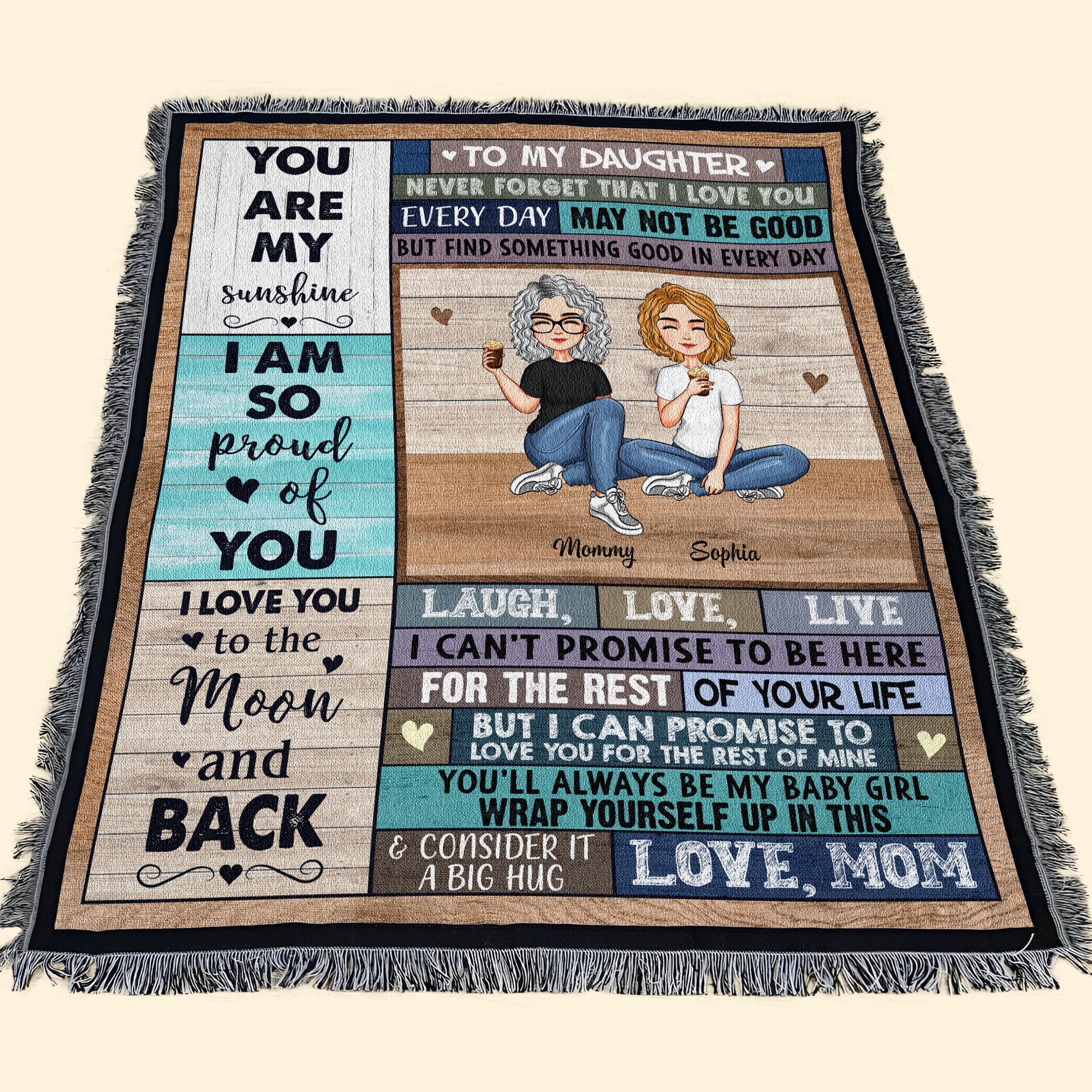 Love You To The Moon And Back - Personalized Woven Blanket - Image 5