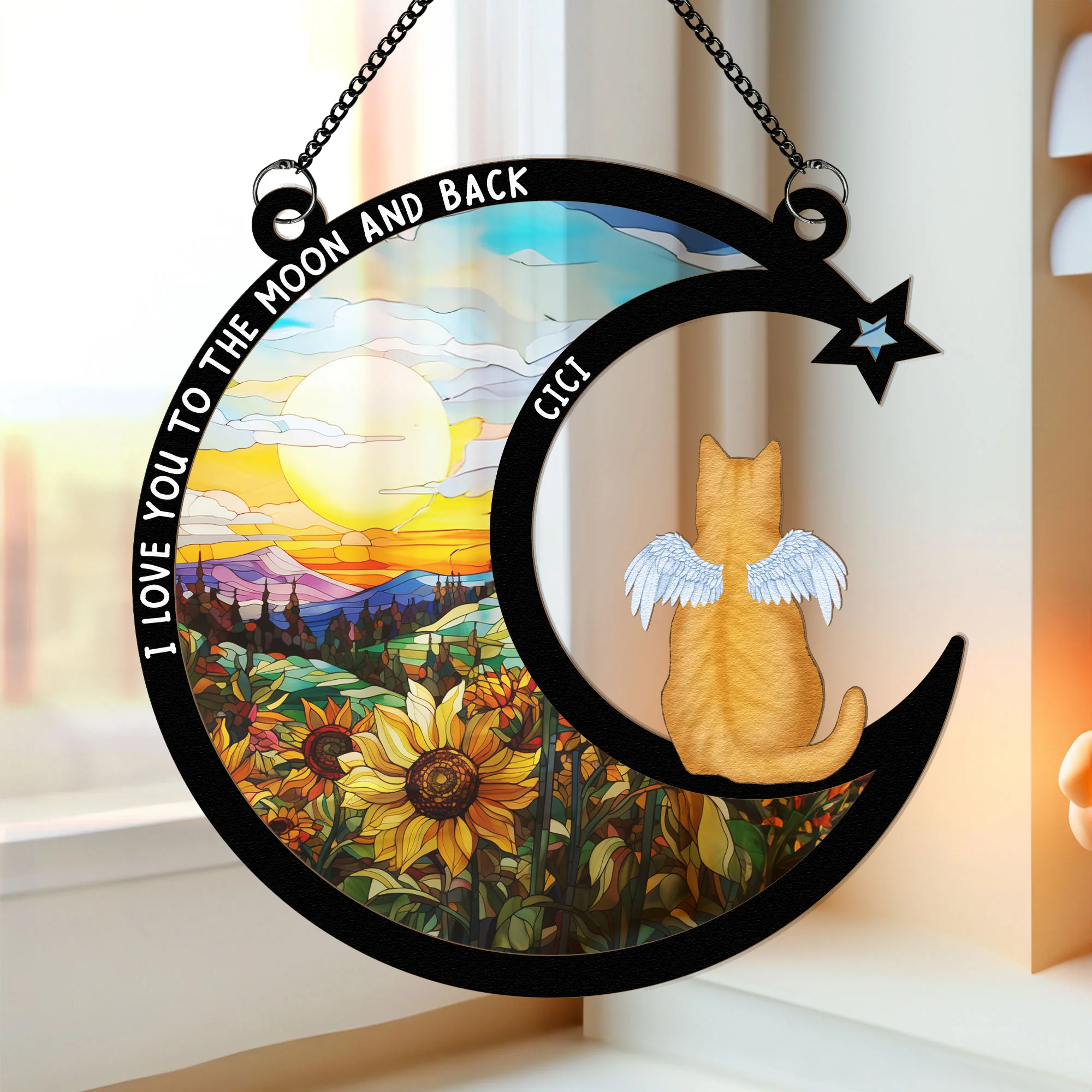 Love You To The Moon & Back - Personalized Window Hanging Suncatcher Ornament - Image 3