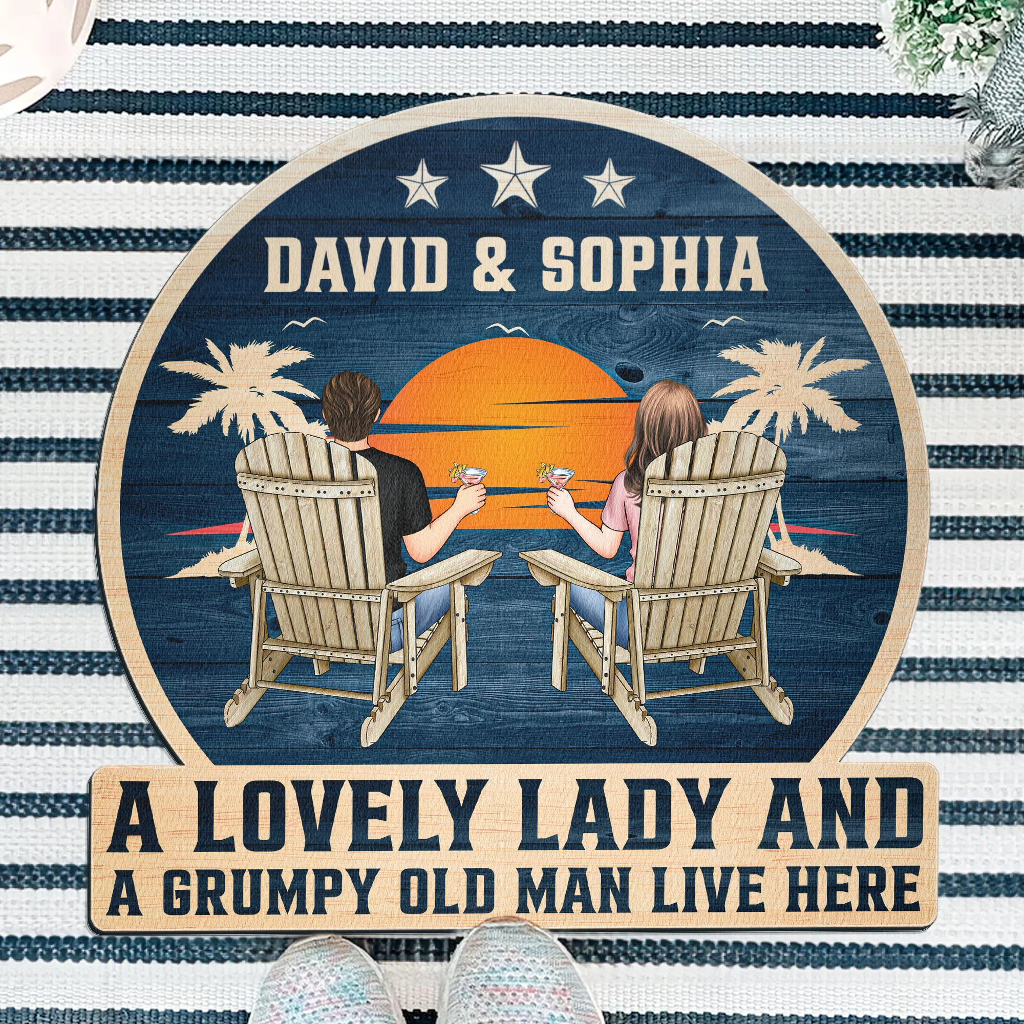 Lovely Lady And A Grumpy Old Man Live Here - Personalized Doormat - Image 2