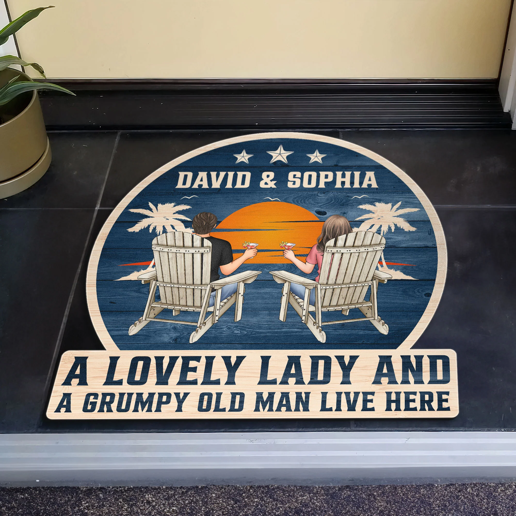 Lovely Lady And A Grumpy Old Man Live Here - Personalized Doormat - Image 4