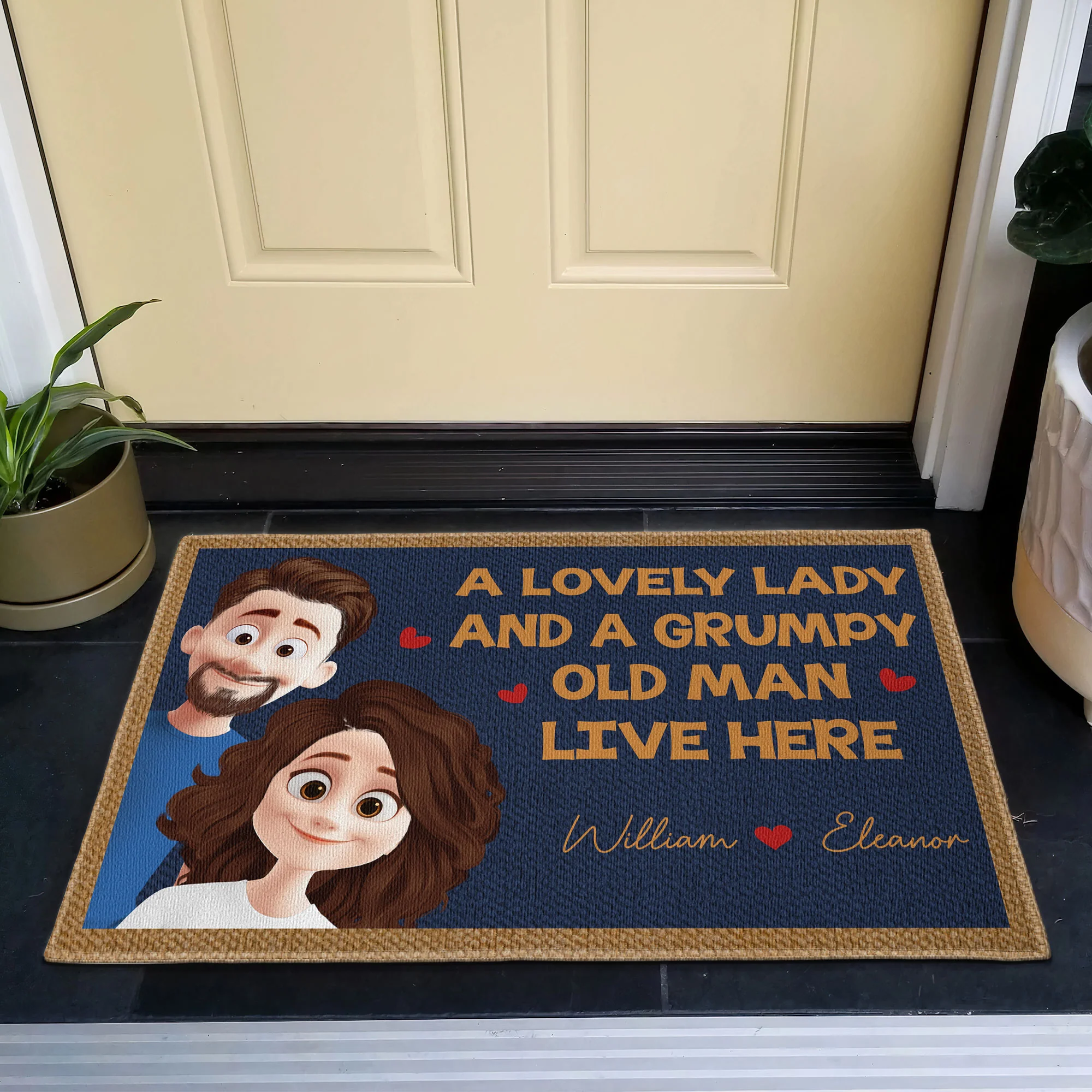 Lovely Lady Grumpy Old Man - Personalized Doormat - Image 2