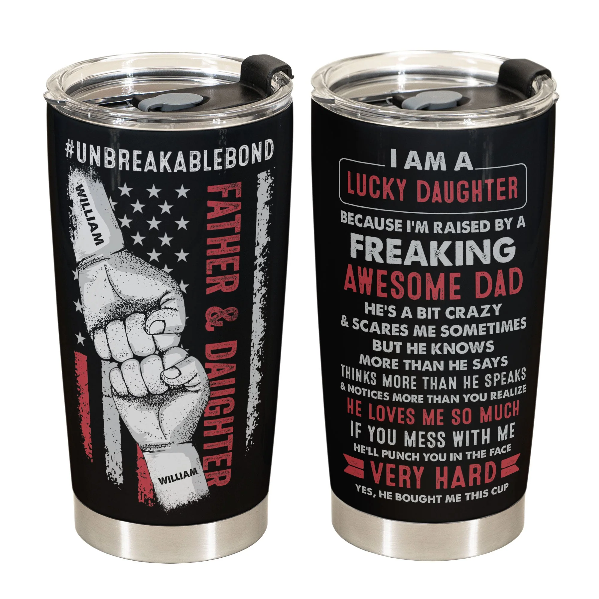 Lucky Daughter Of An Awesome Dad - Personalized Tumbler Cup - Christmas, Birthday Gift For Daughter - Image 3