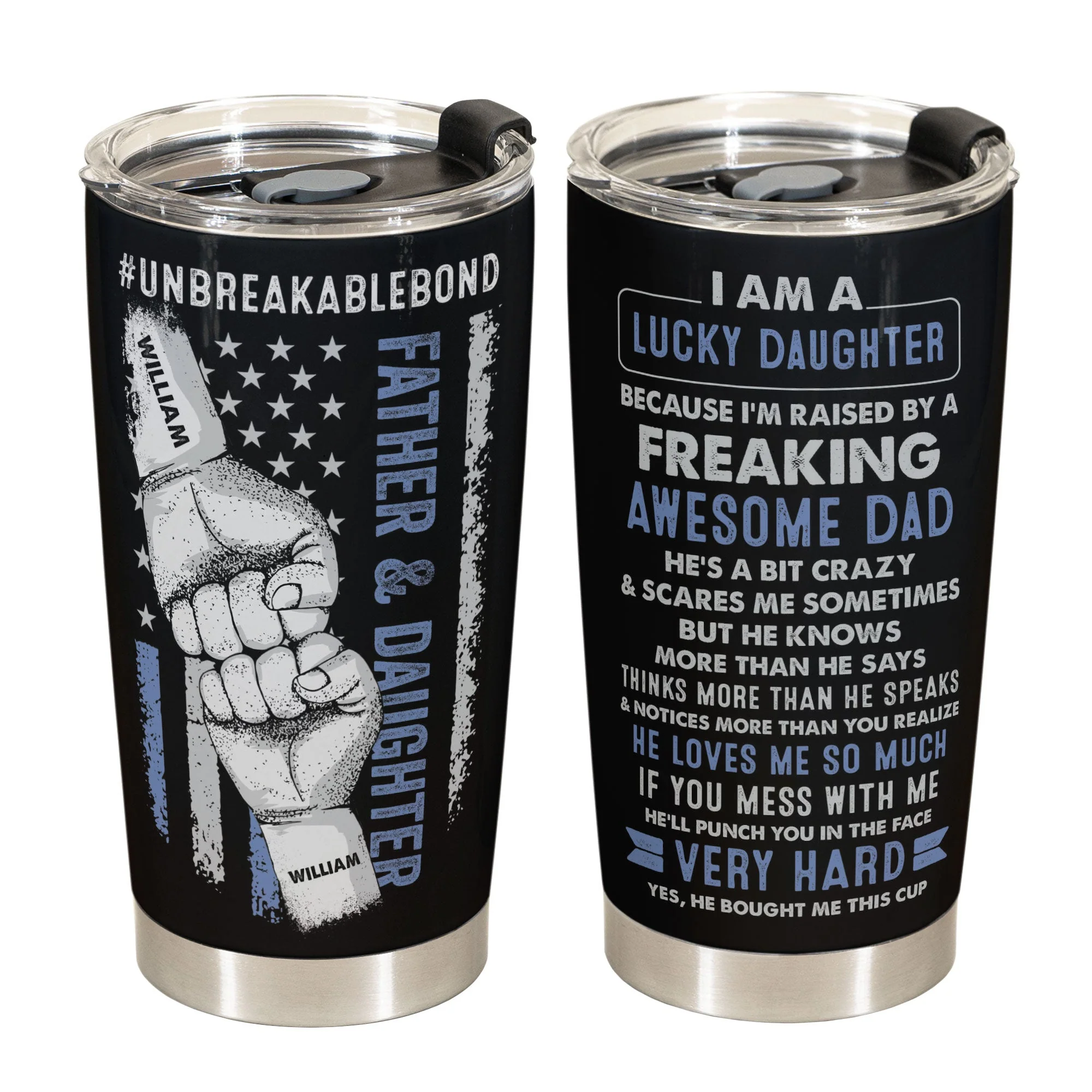 Lucky Daughter Of An Awesome Dad - Personalized Tumbler Cup - Christmas, Birthday Gift For Daughter - Image 4