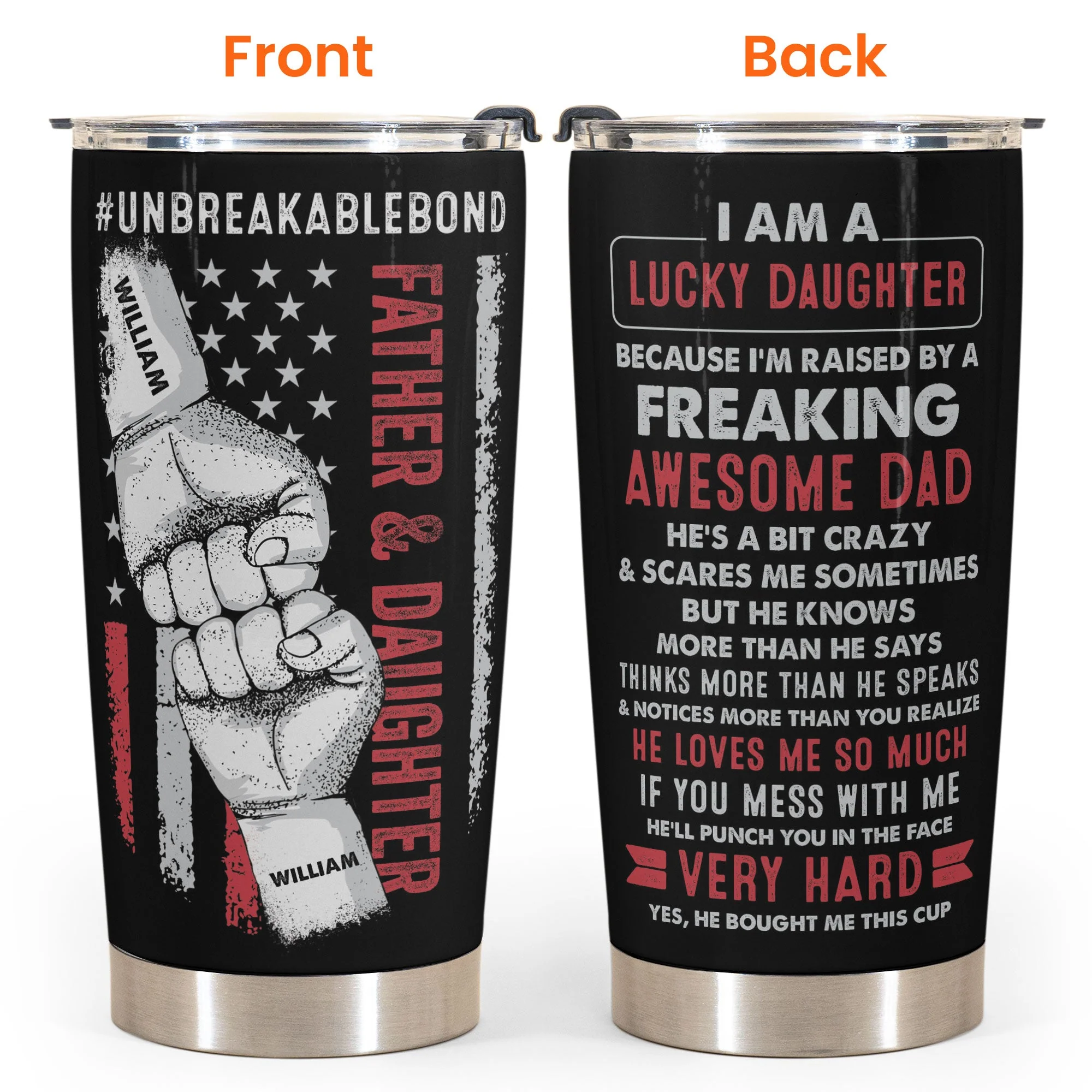 Lucky Daughter Of An Awesome Dad - Personalized Tumbler Cup - Christmas, Birthday Gift For Daughter - Image 7