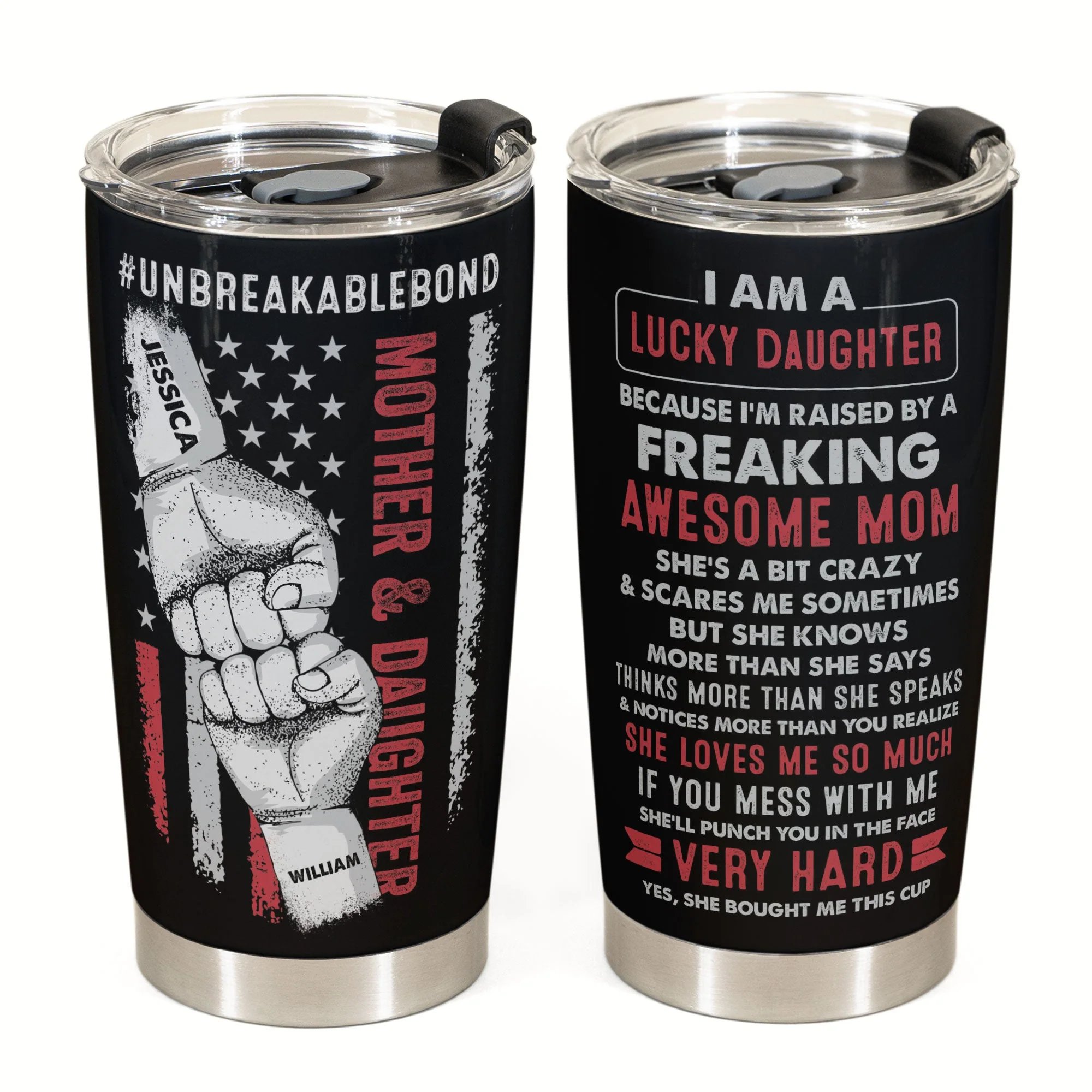 Lucky Daughter Of An Awesome Mom - Personalized Tumbler Cup - Birthday Gift For Daughter - Image 3