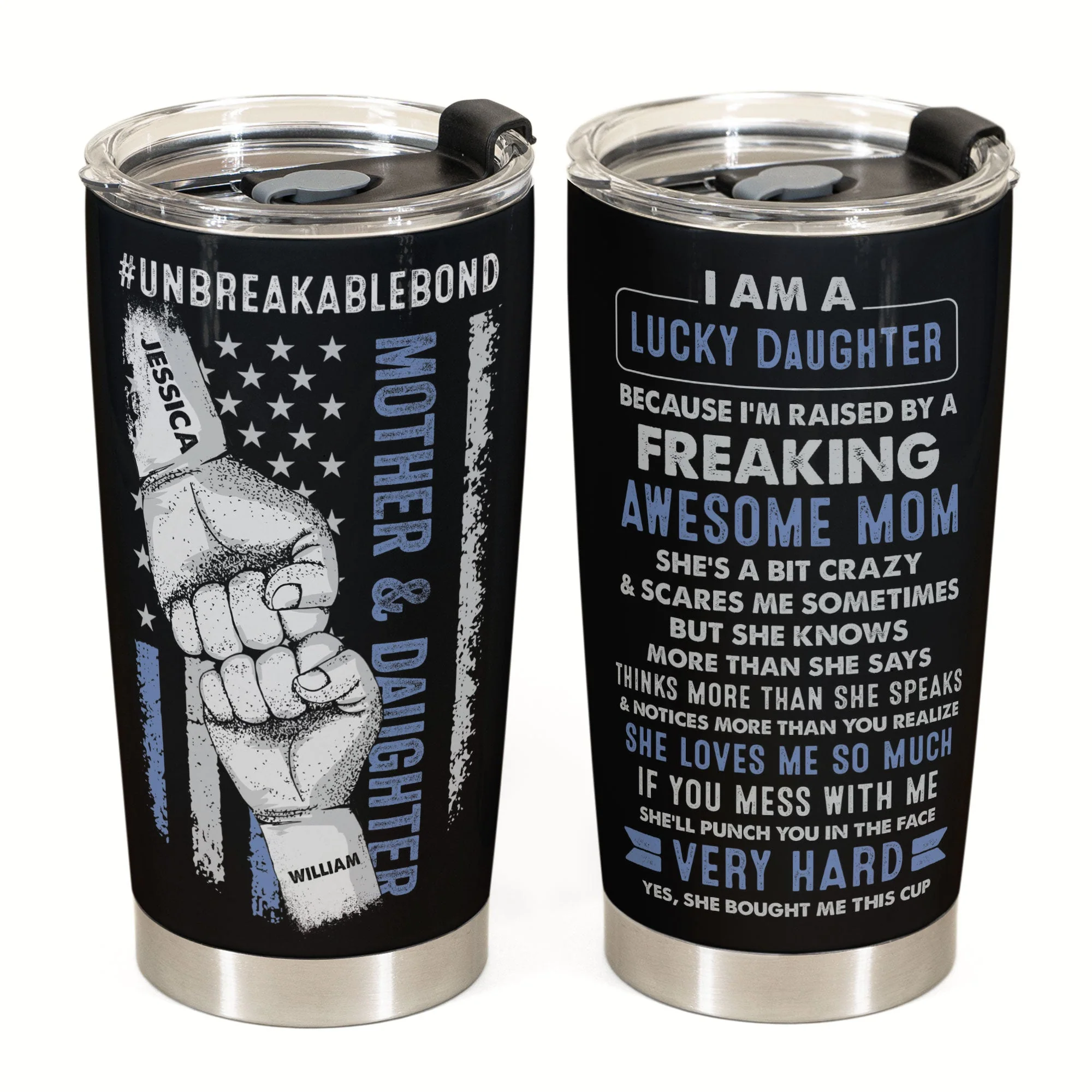 Lucky Daughter Of An Awesome Mom - Personalized Tumbler Cup - Birthday Gift For Daughter - Image 4