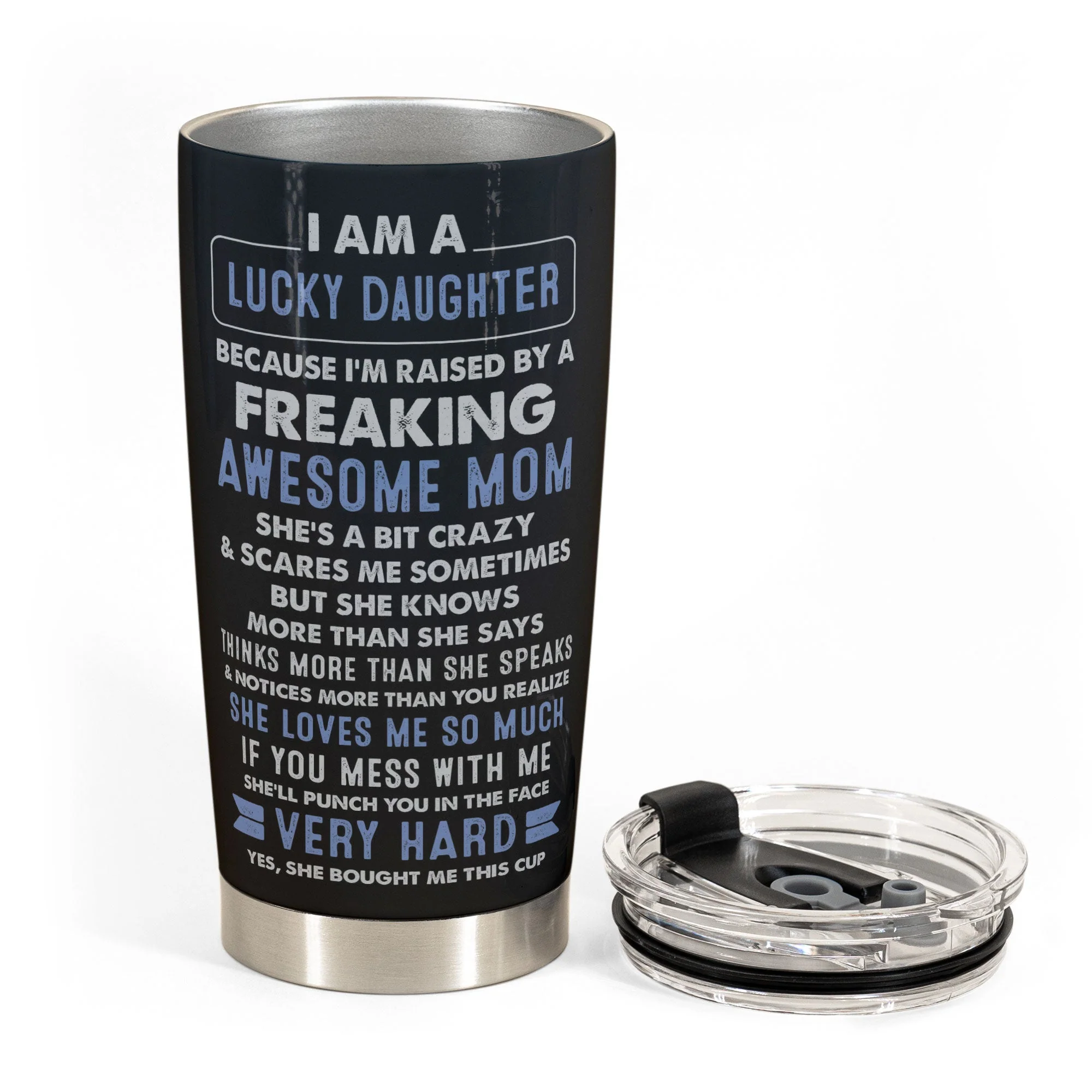 Lucky Daughter Of An Awesome Mom - Personalized Tumbler Cup - Birthday Gift For Daughter - Image 6