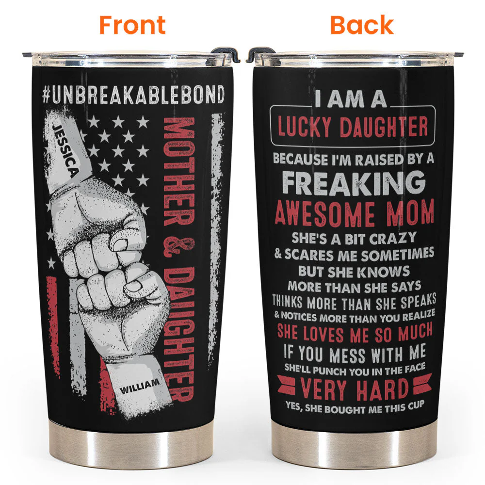 Lucky Daughter Of An Awesome Mom - Personalized Tumbler Cup - Birthday Gift For Daughter - Image 7