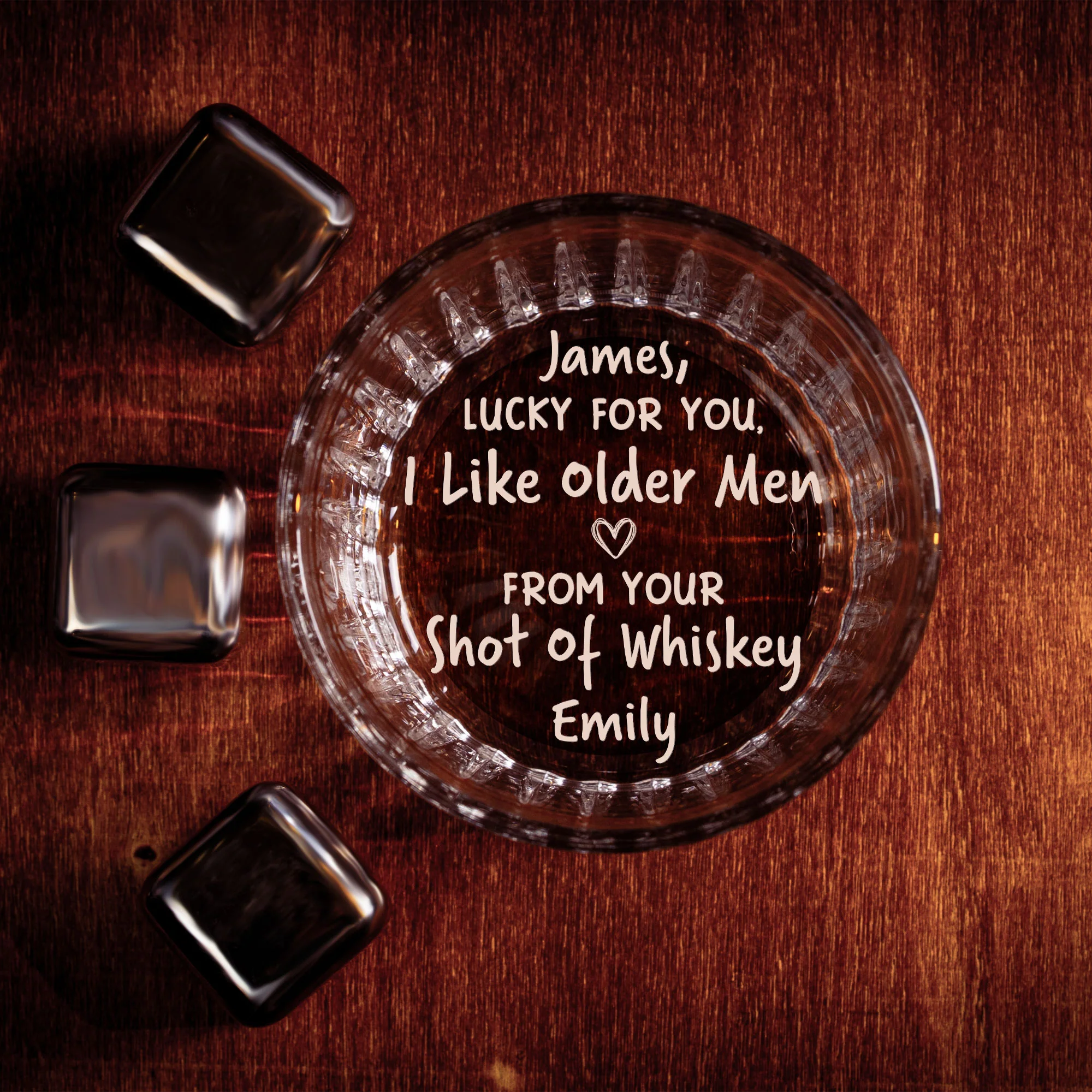 Lucky For You I Like Older Men Funny Gifts For Husband - Personalized Engraved Whiskey Glass - Image 4