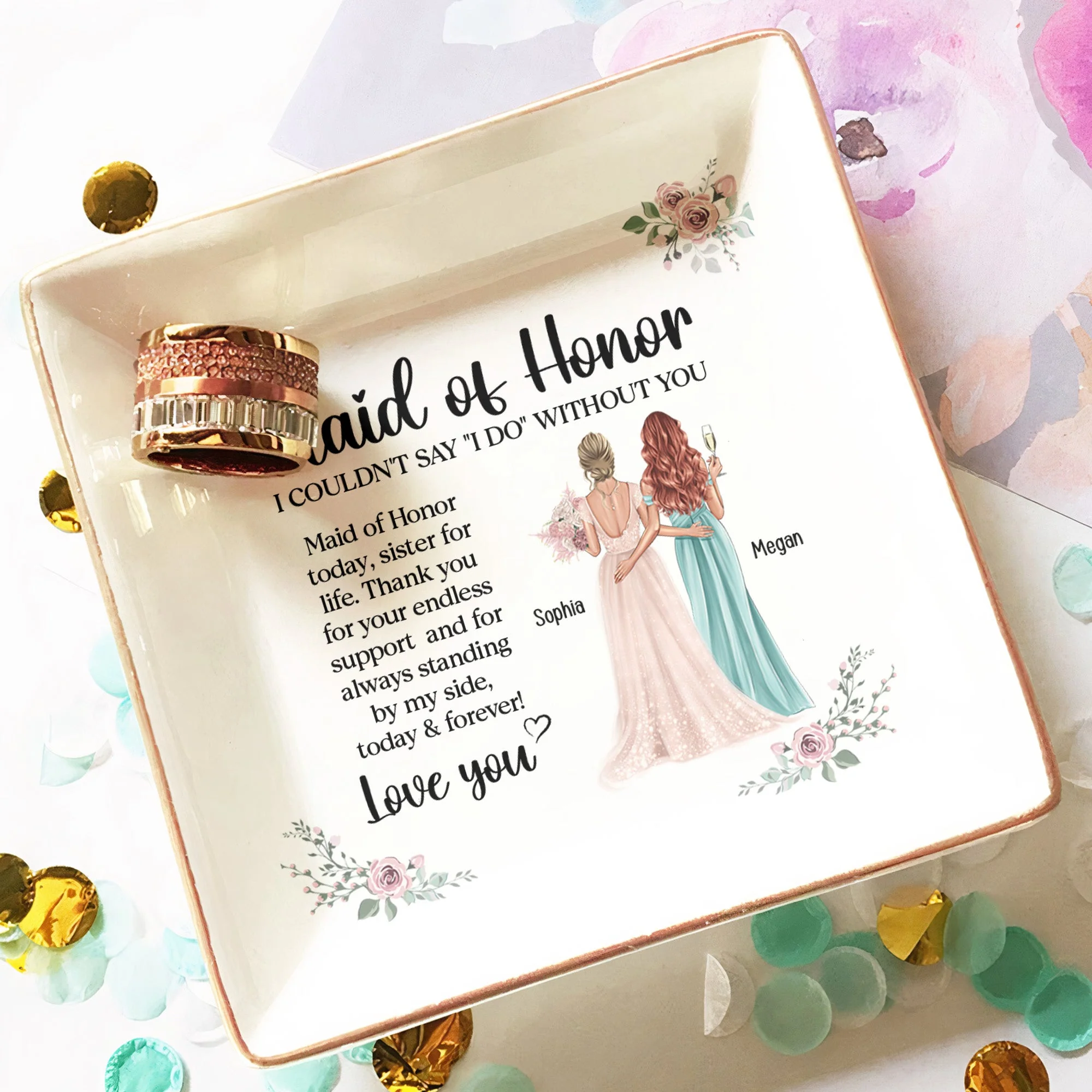 Maid Of Honor Today Sister For Life Wedding Gift - Personalized Jewelry Dish - Image 3
