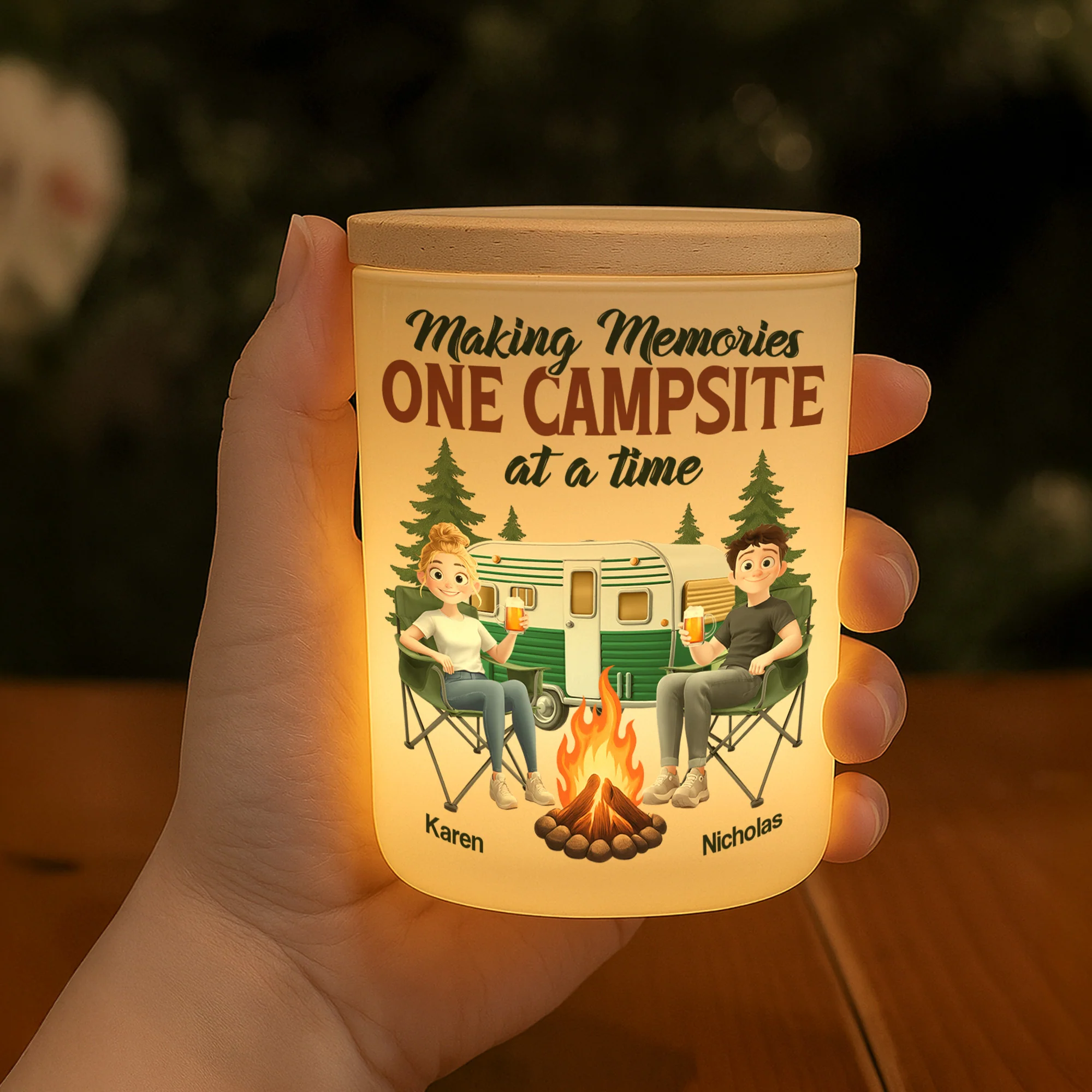 Making Memories One Campsite At A Time - Personalized LED Tea Light Holder - Image 4
