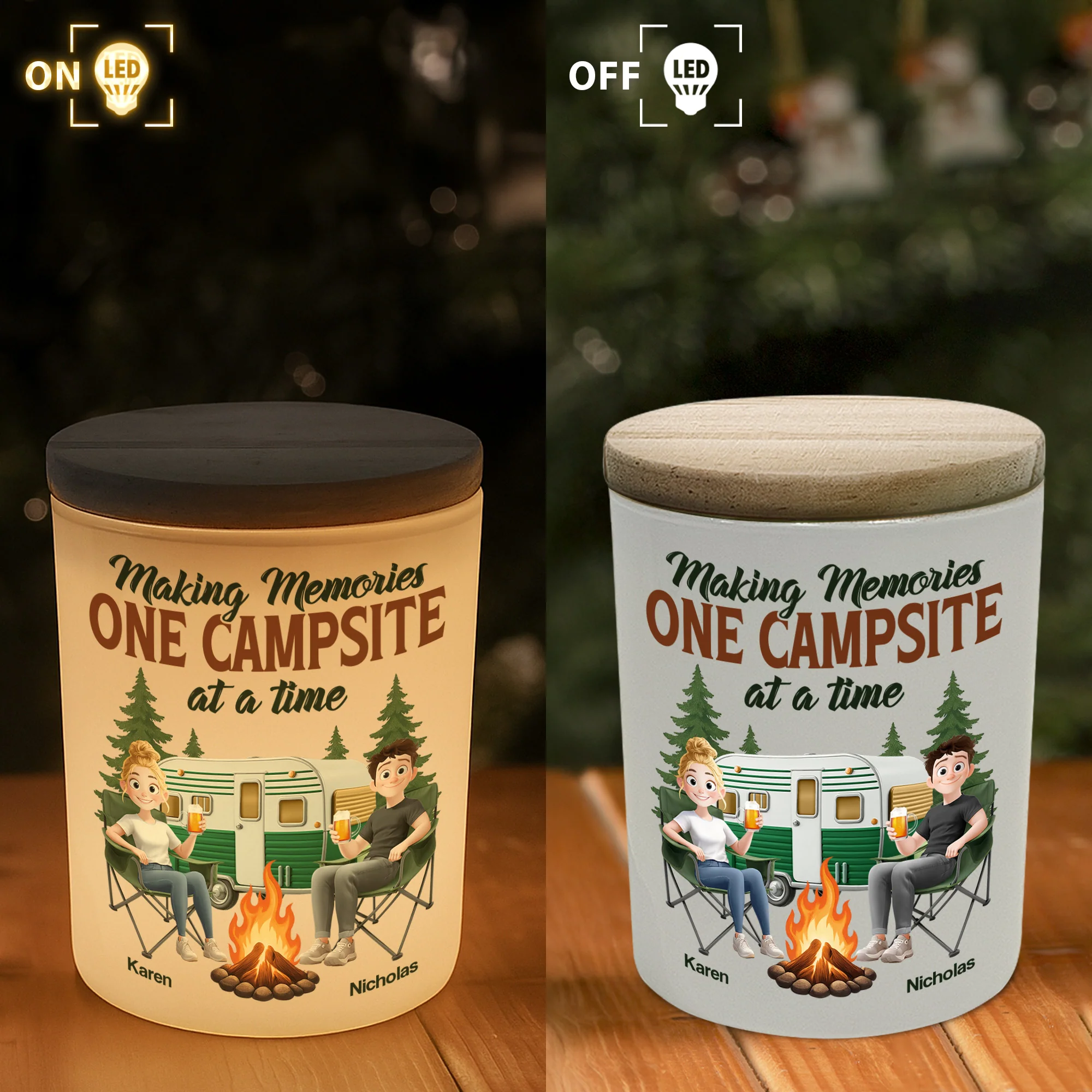 Making Memories One Campsite At A Time - Personalized LED Tea Light Holder - Image 6