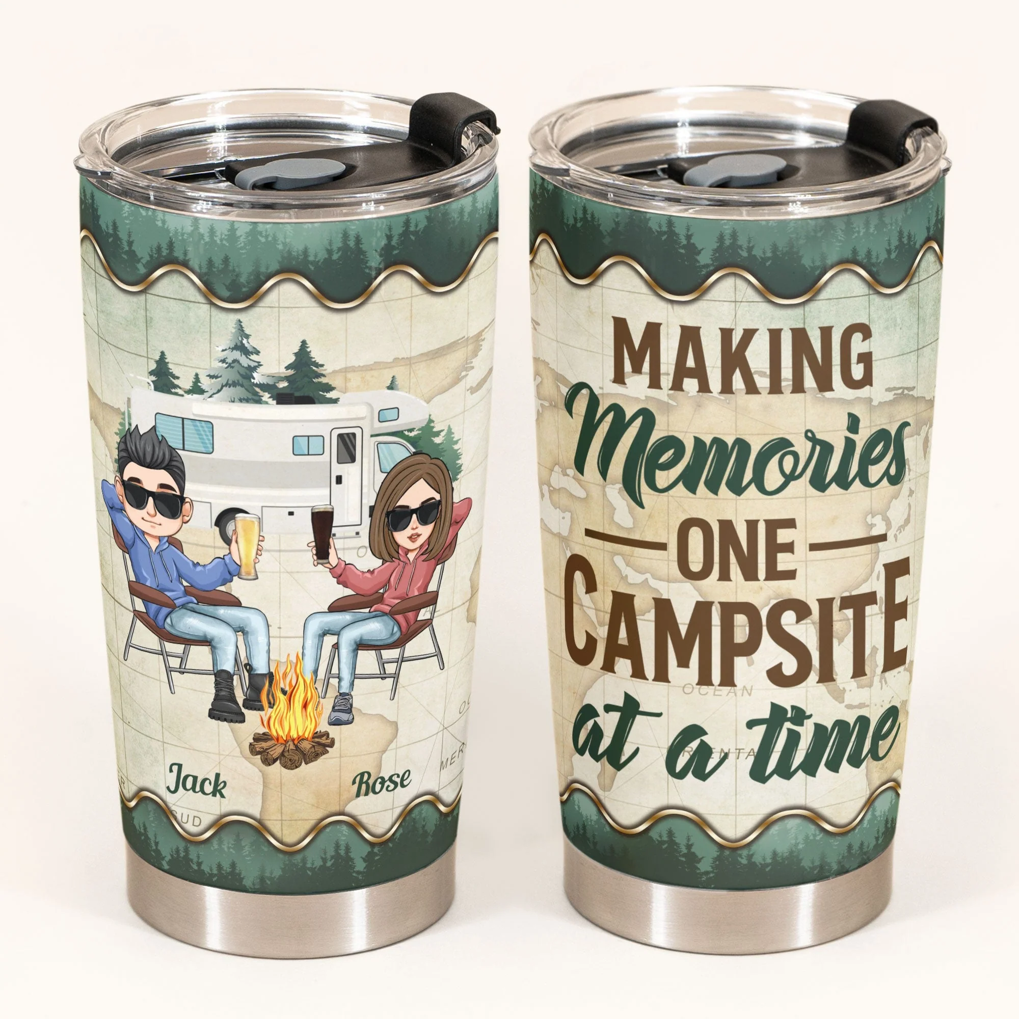 Making Memories One Campsite At A Time - Personalized Tumbler Cup - Birthday Gift For Camping Friends - Image 2
