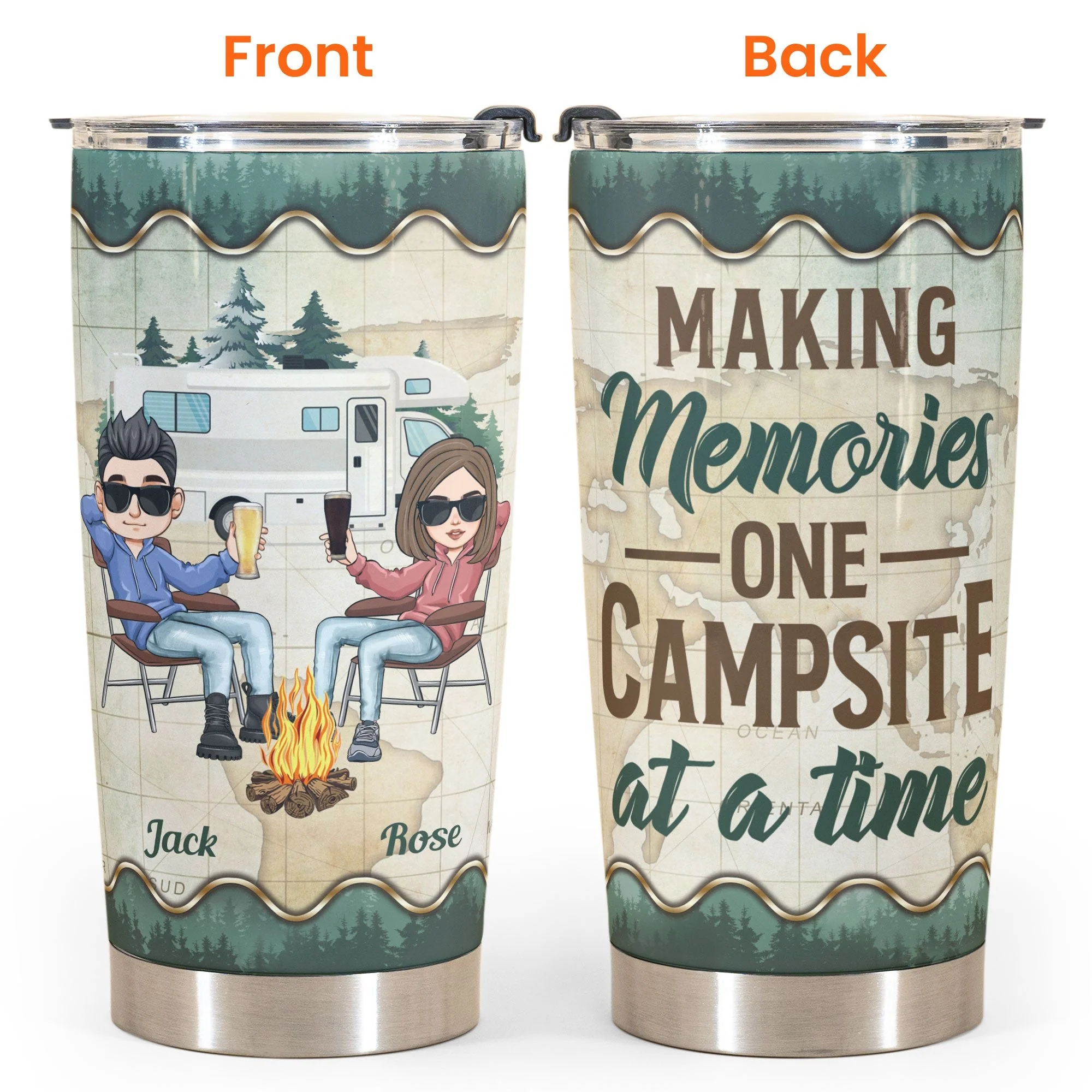 Making Memories One Campsite At A Time - Personalized Tumbler Cup - Birthday Gift For Camping Friends - Image 4