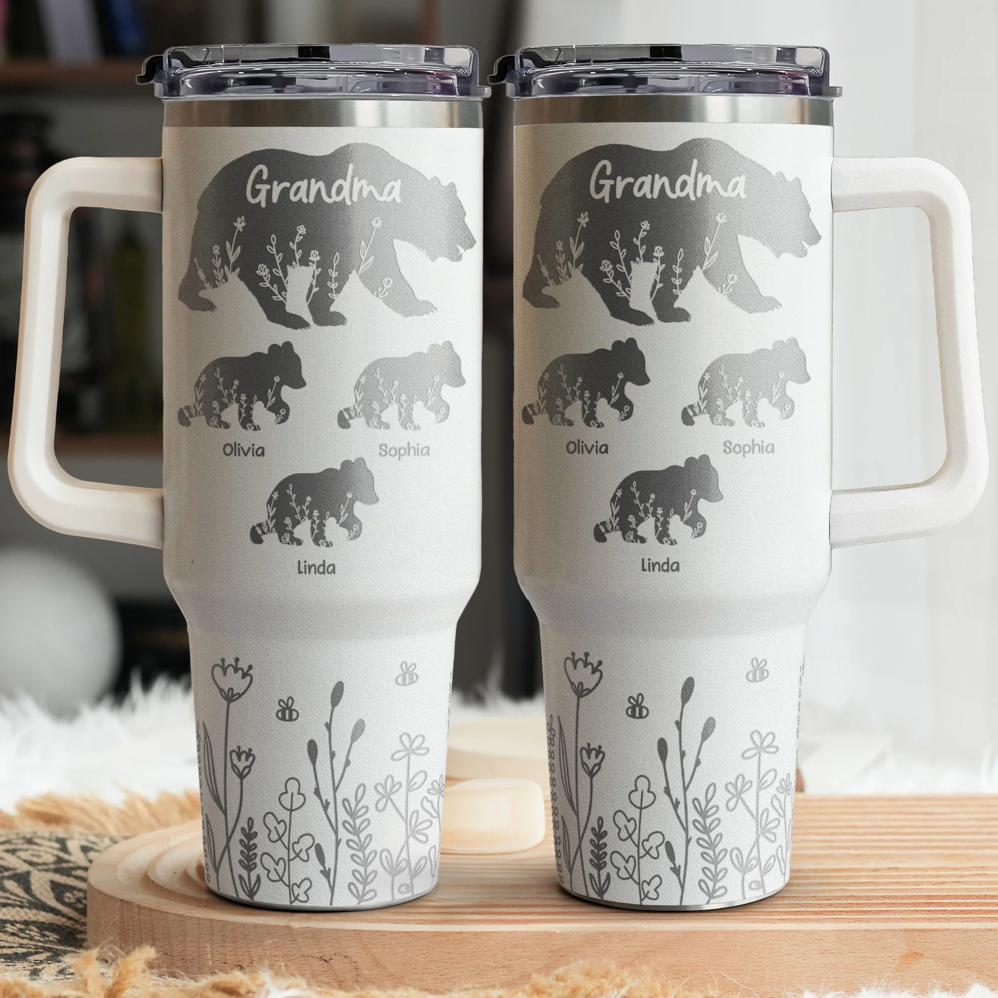 Mama Bear Custom Kids' Names Mother's Day Gift - Personalized 40oz Tumbler - Image 3