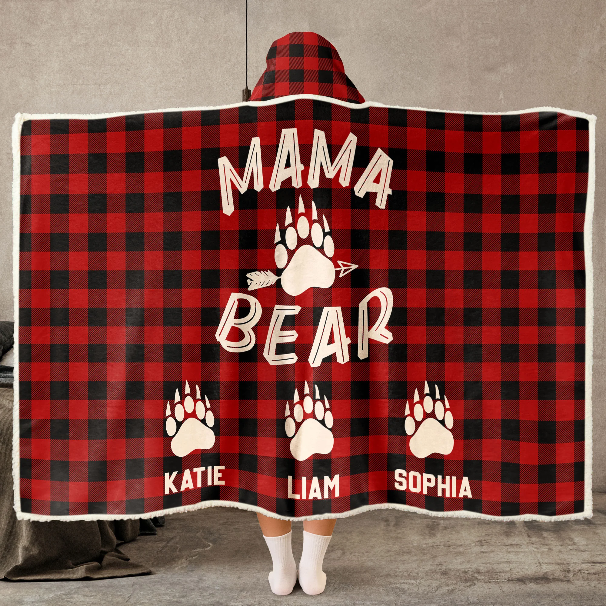 Mama Bear Custom Name - Personalized Wearable Blanket Hoodie - Image 2