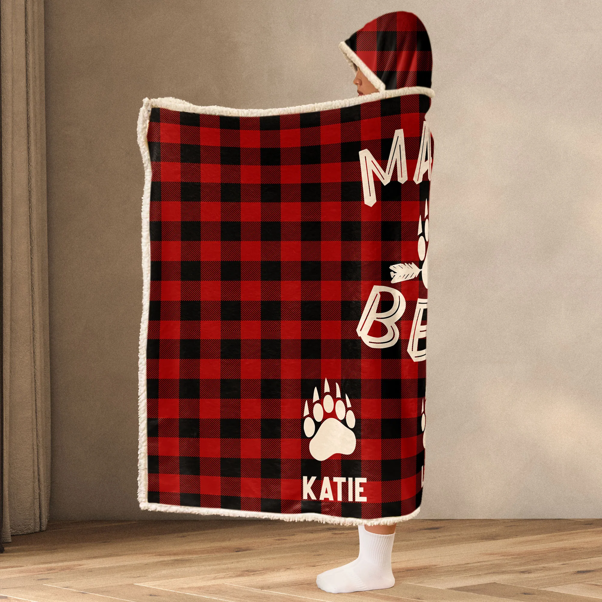 Mama Bear Custom Name - Personalized Wearable Blanket Hoodie - Image 3