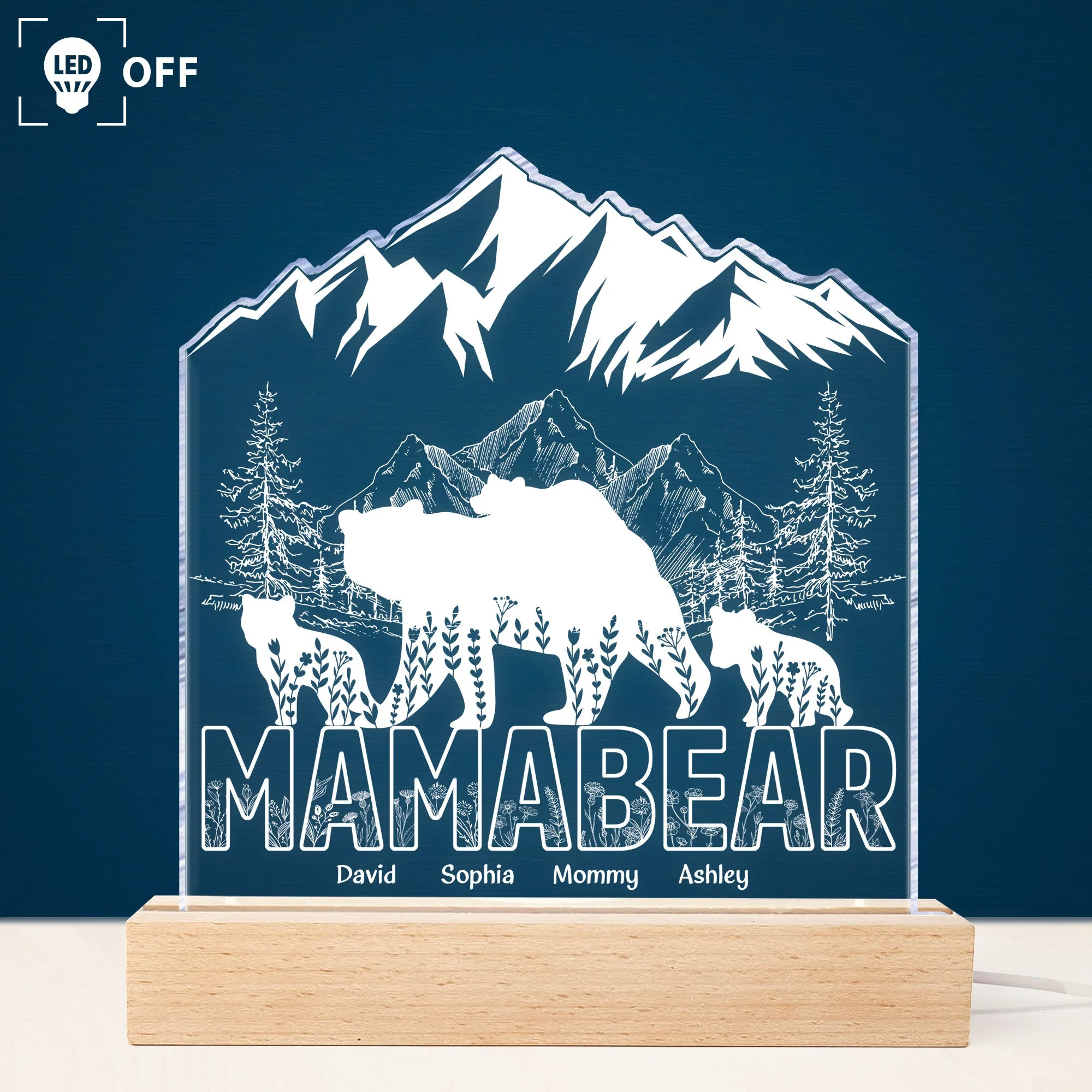 Mama Bear - Personalized LED Light - Mother's Day, Birthday Gift For Mom, Mother - From Daughter, Son - Image 2