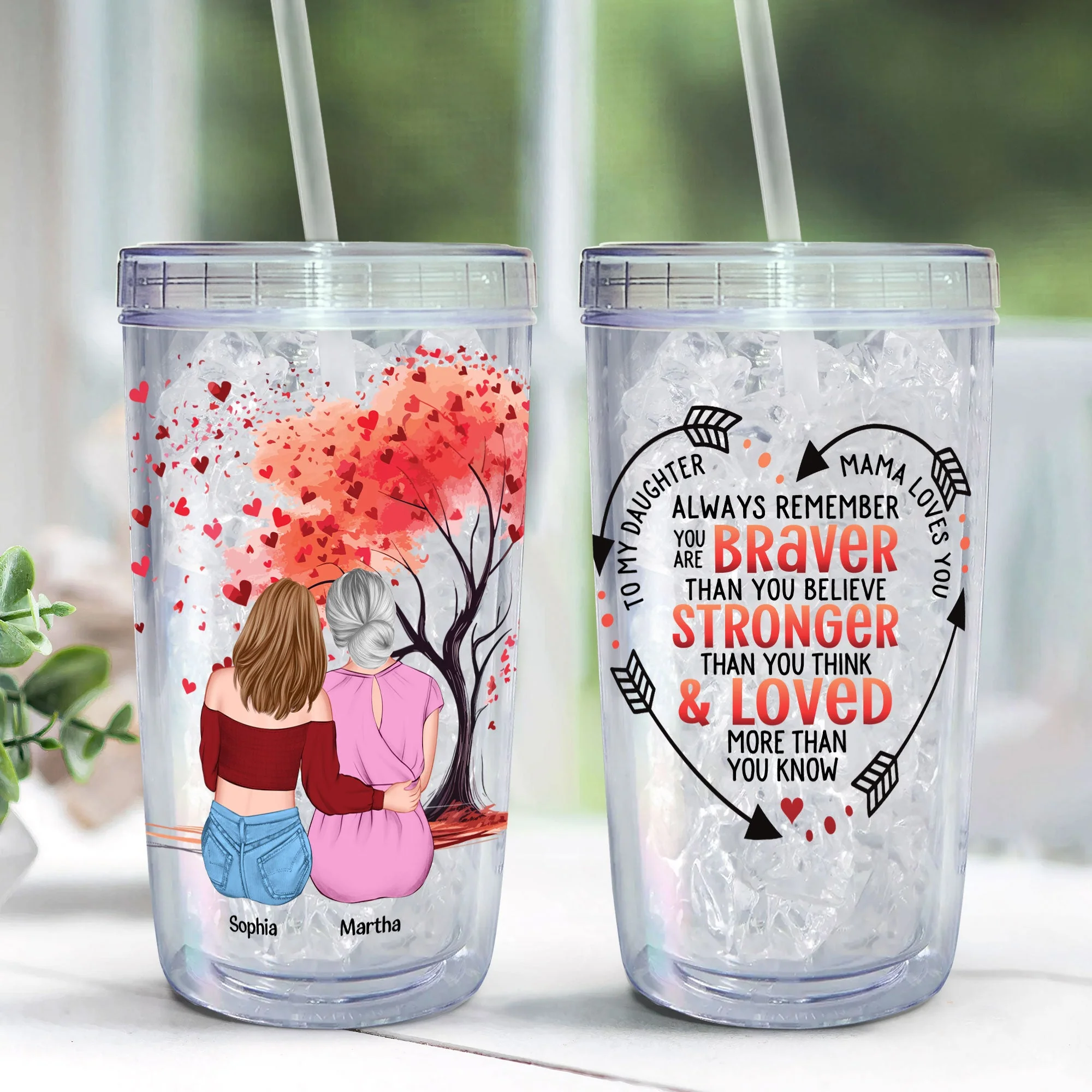 Mama Loves You - Personalized Acrylic Tumbler With Straw - Image 3