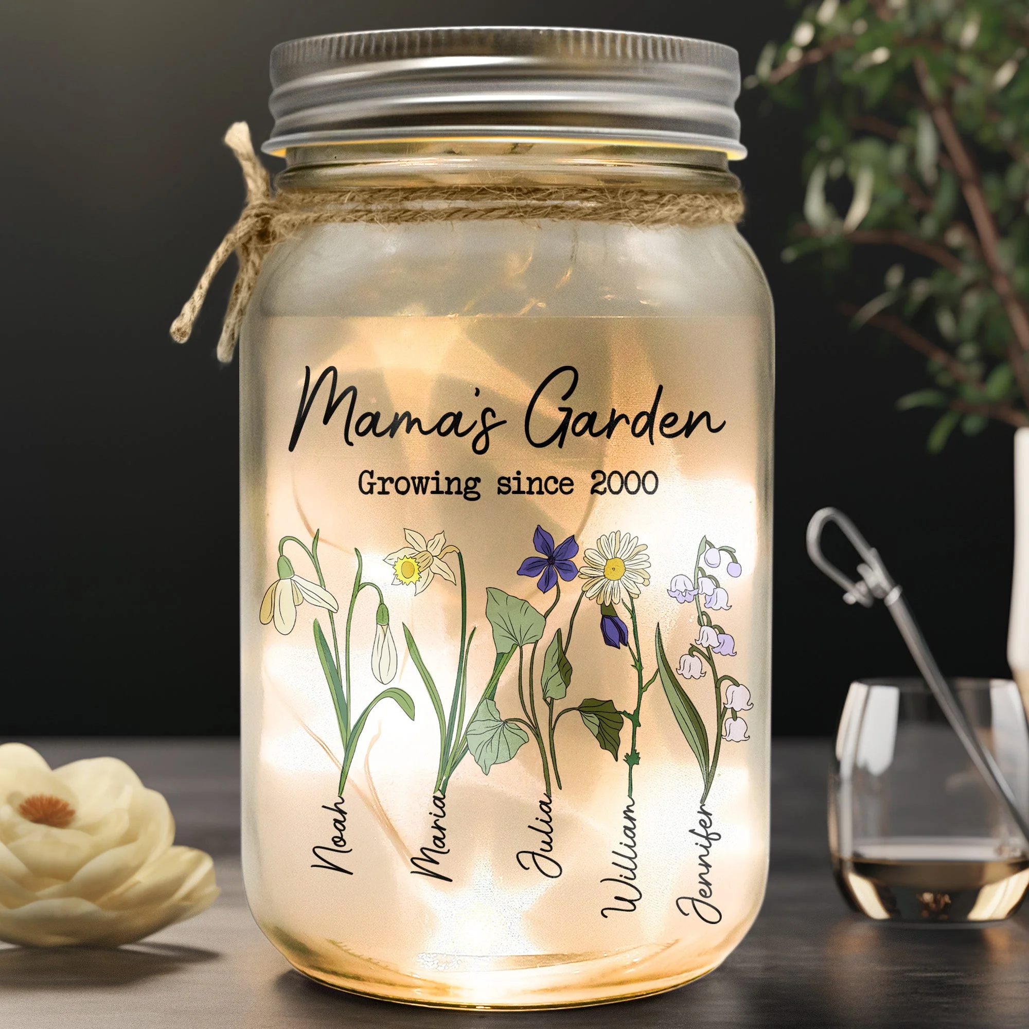 Mama's Garden - Personalized Mason Jar Light - Image 2