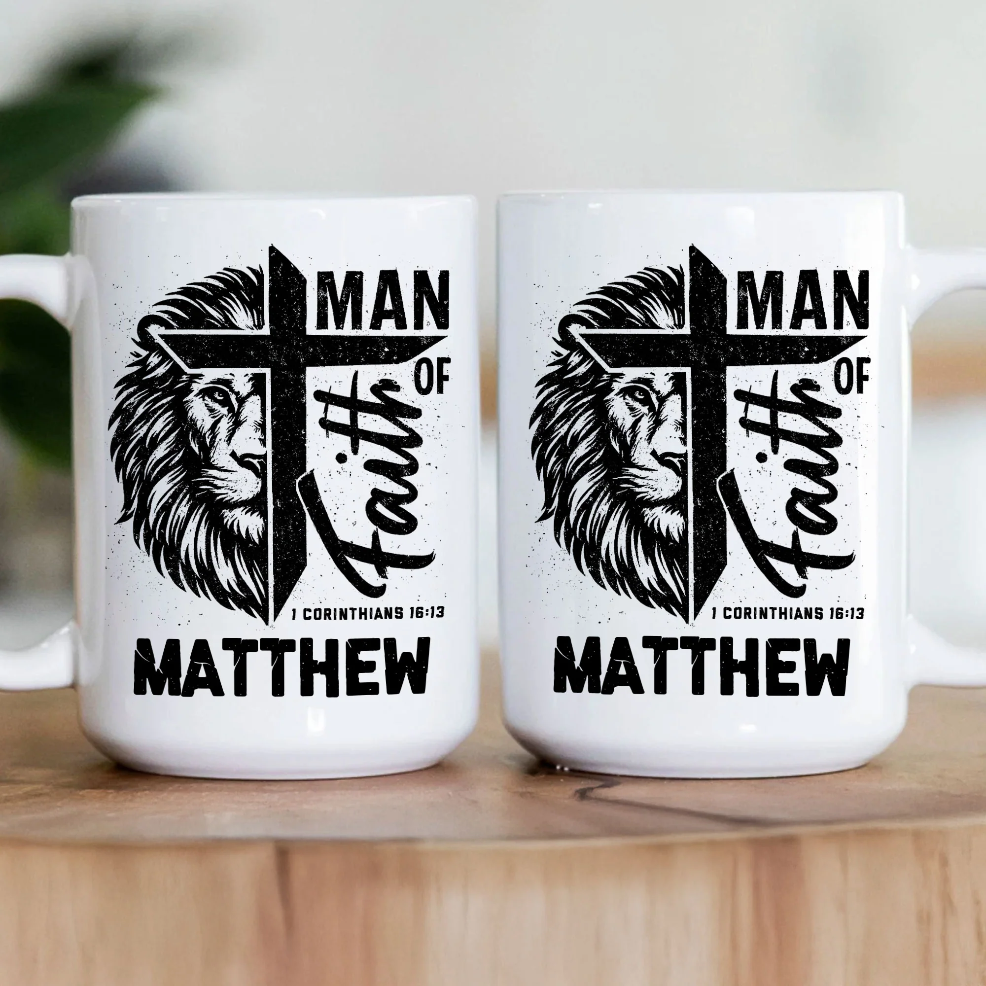 Man Of Faith Christian Bible Verse - Personalized Mug - Image 3