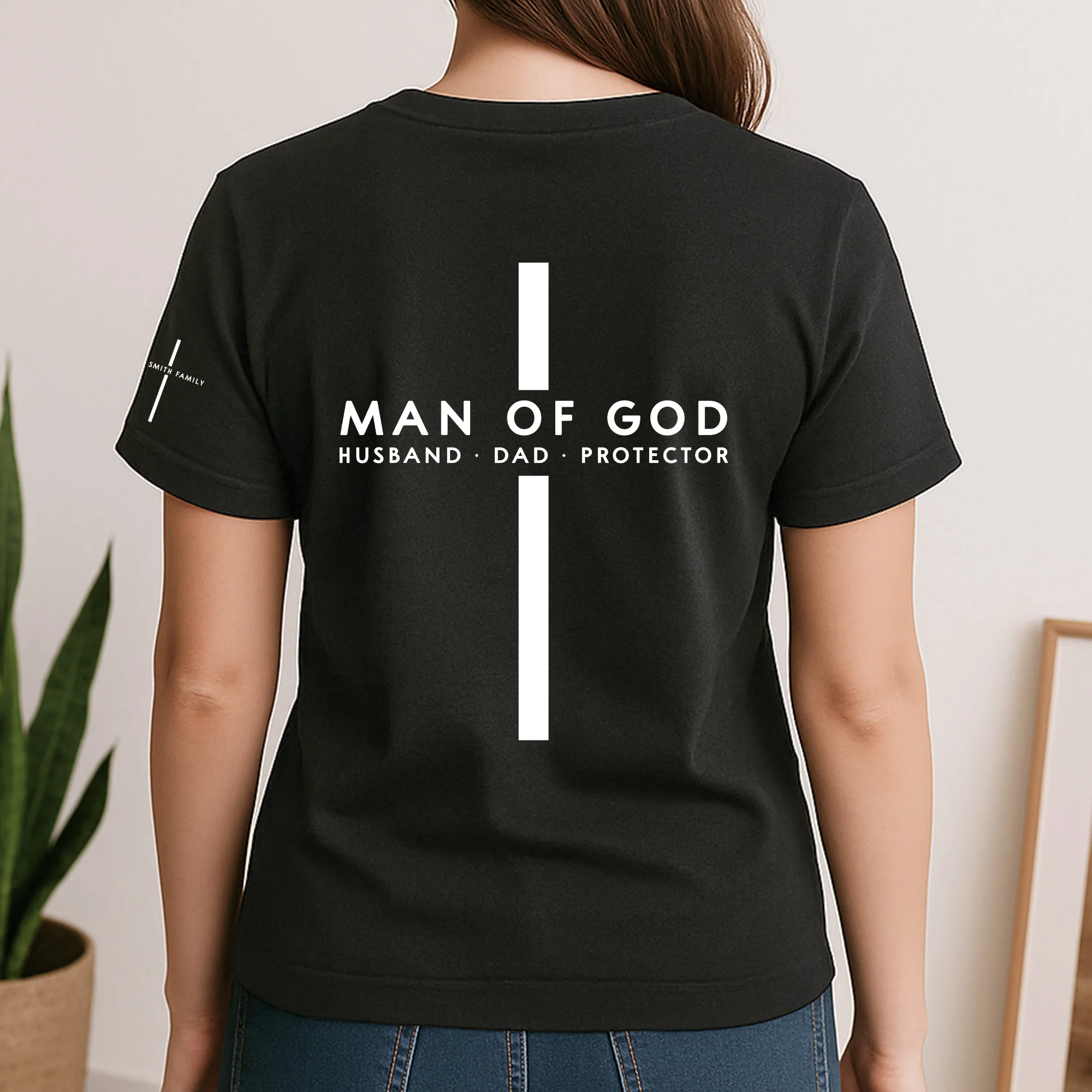 Man Of God - Custom Family Name On Sleeve - Pride Christian Gifts For Men, Husband, Dad - Personalized Shirt - Image 4