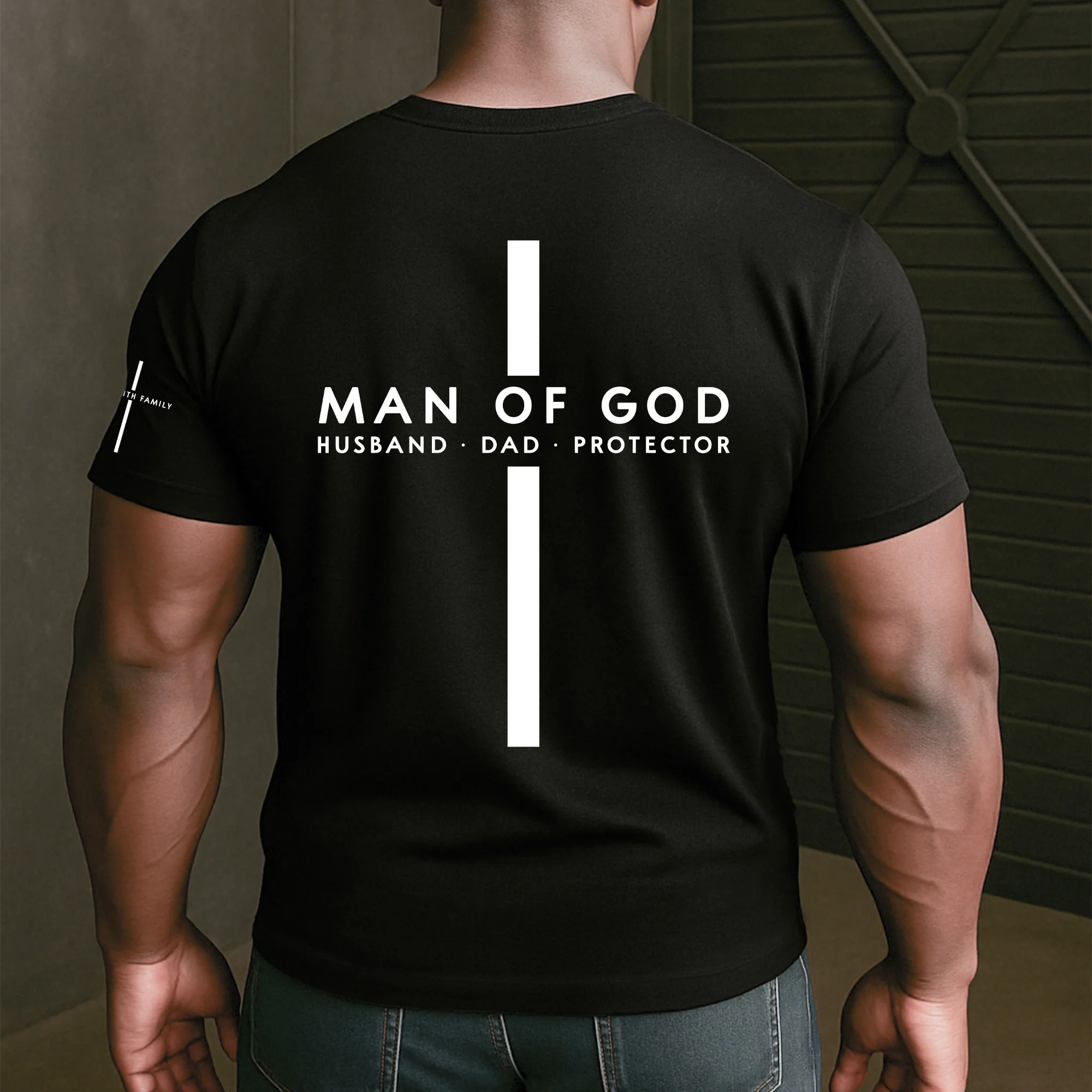 Man Of God - Custom Family Name On Sleeve - Pride Christian Gifts For Men, Husband, Dad - Personalized Shirt - Image 5