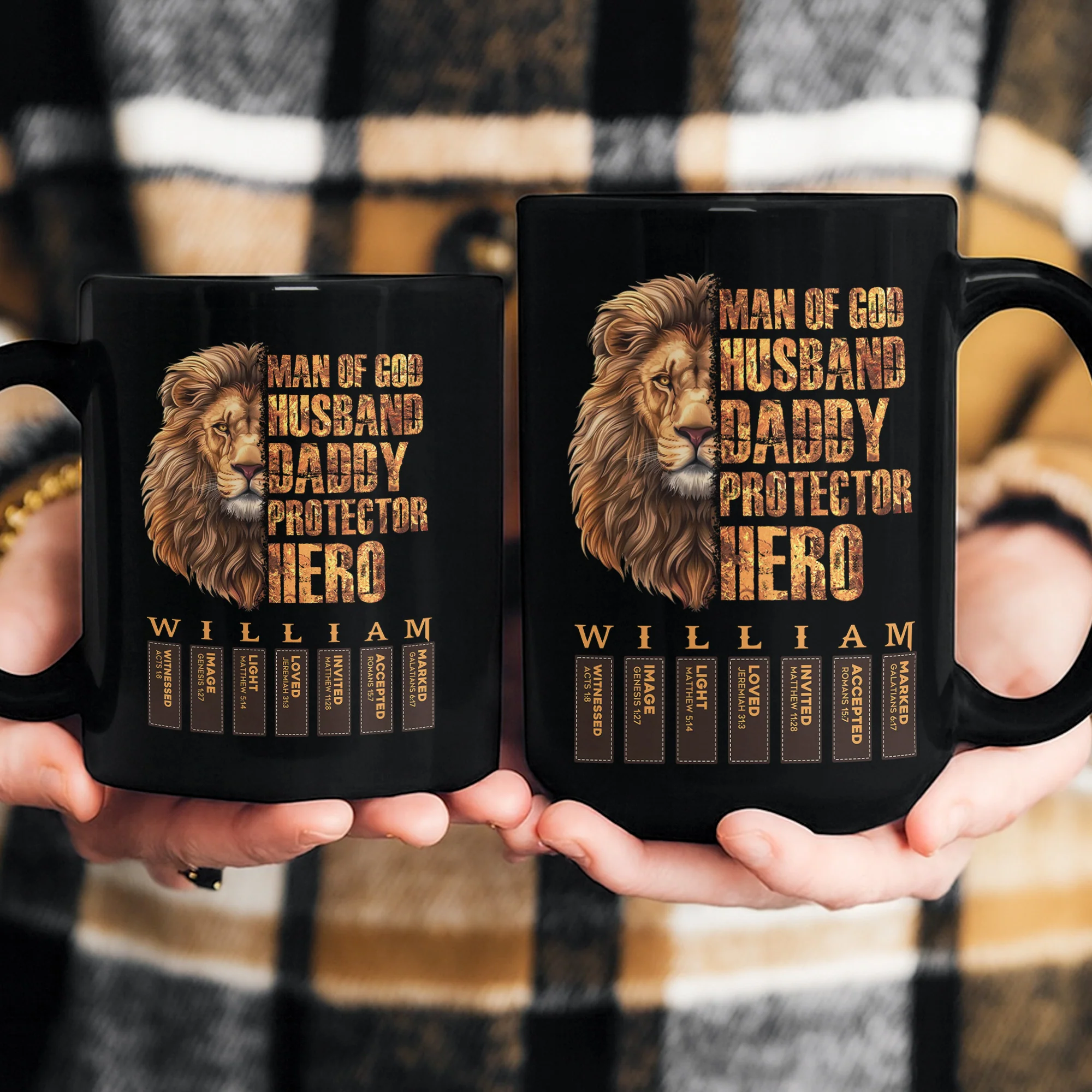 Man Of God Husband Daddy Protector Hero With Name Letter In Bible - Personalized Mug - Image 4