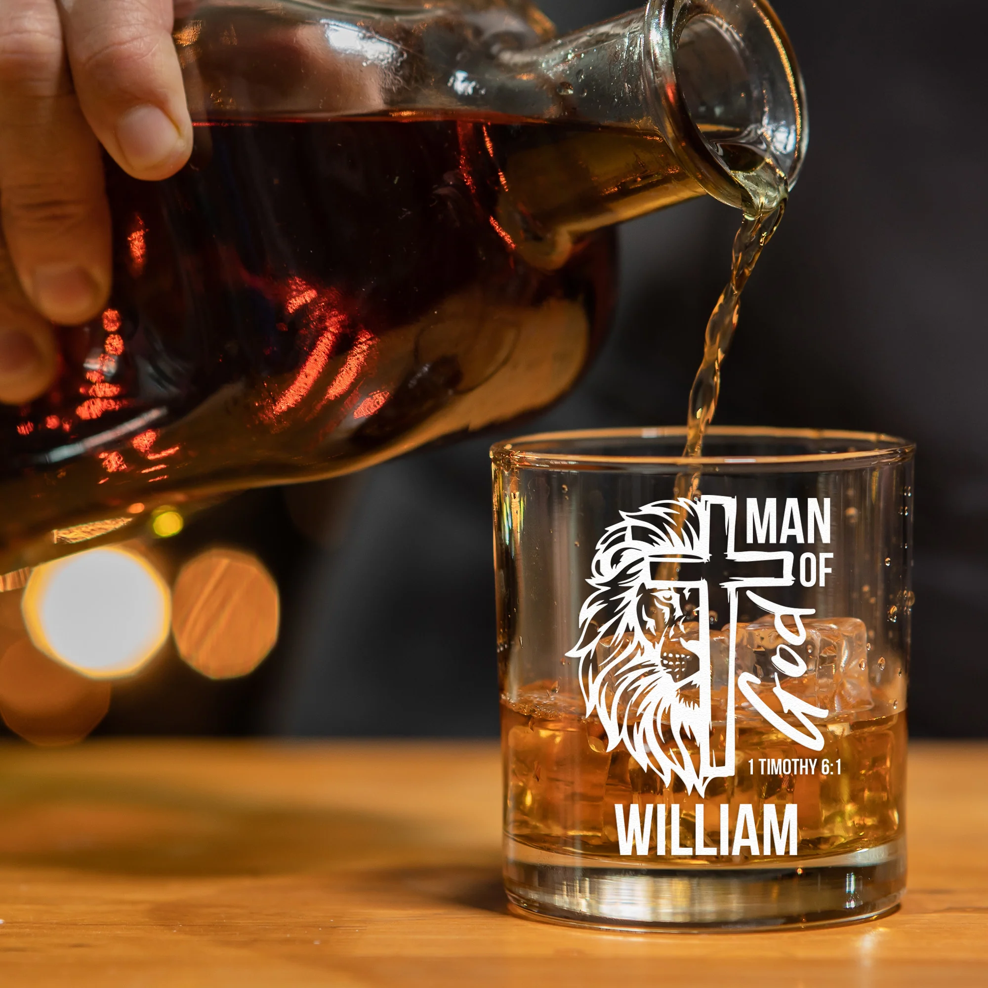 Man Of God - Personalized Whiskey Glass - Image 2