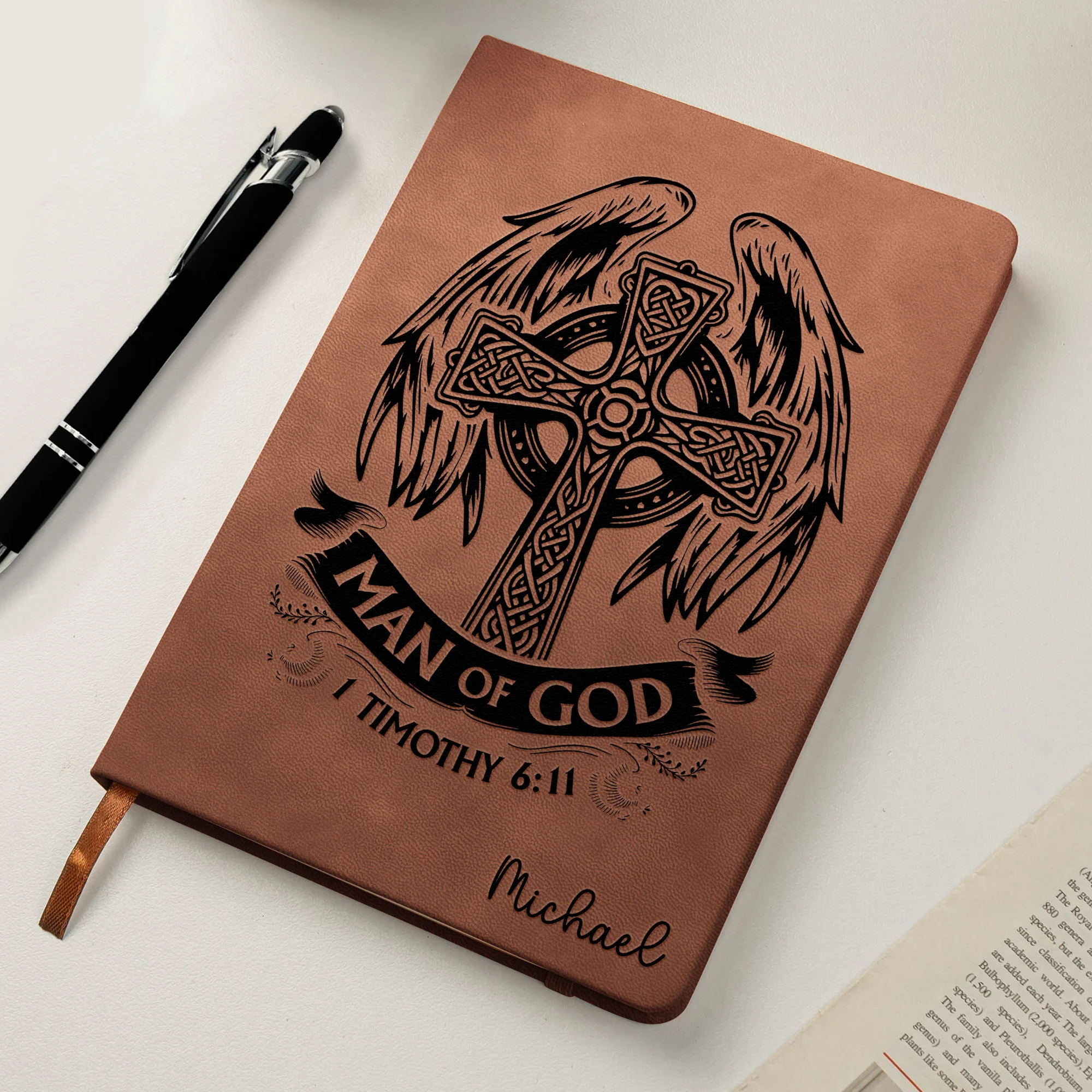 Man Of God Religious Gift For Him - Personalized Leather Journal - Image 5