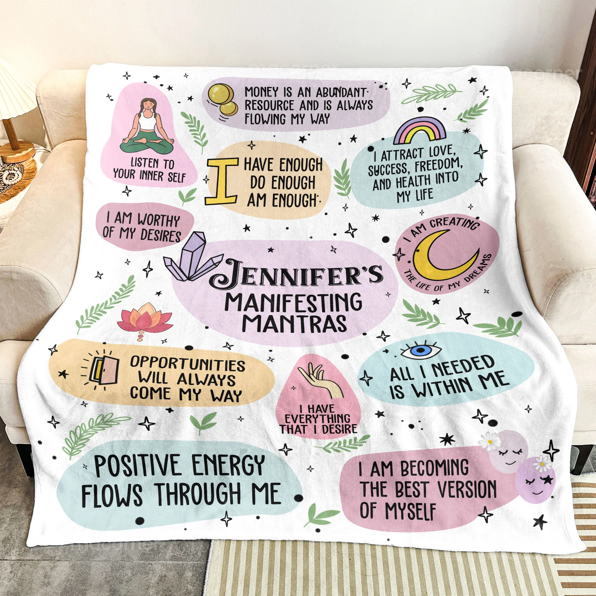 Manifesting Mantras Manifest Gift Affirmations Gift - Personalized Blanket - Image 3
