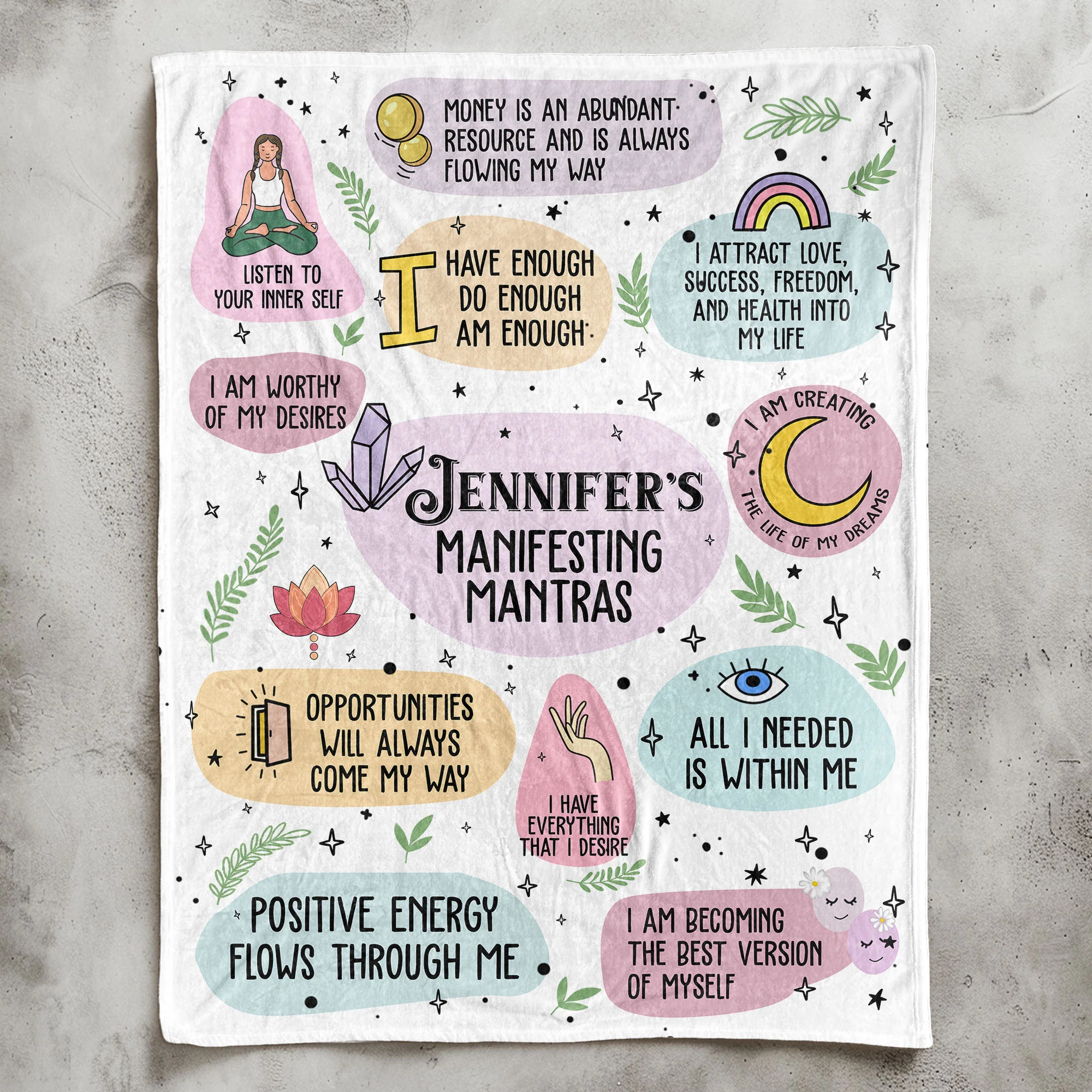 Manifesting Mantras Manifest Gift Affirmations Gift - Personalized Blanket - Image 7