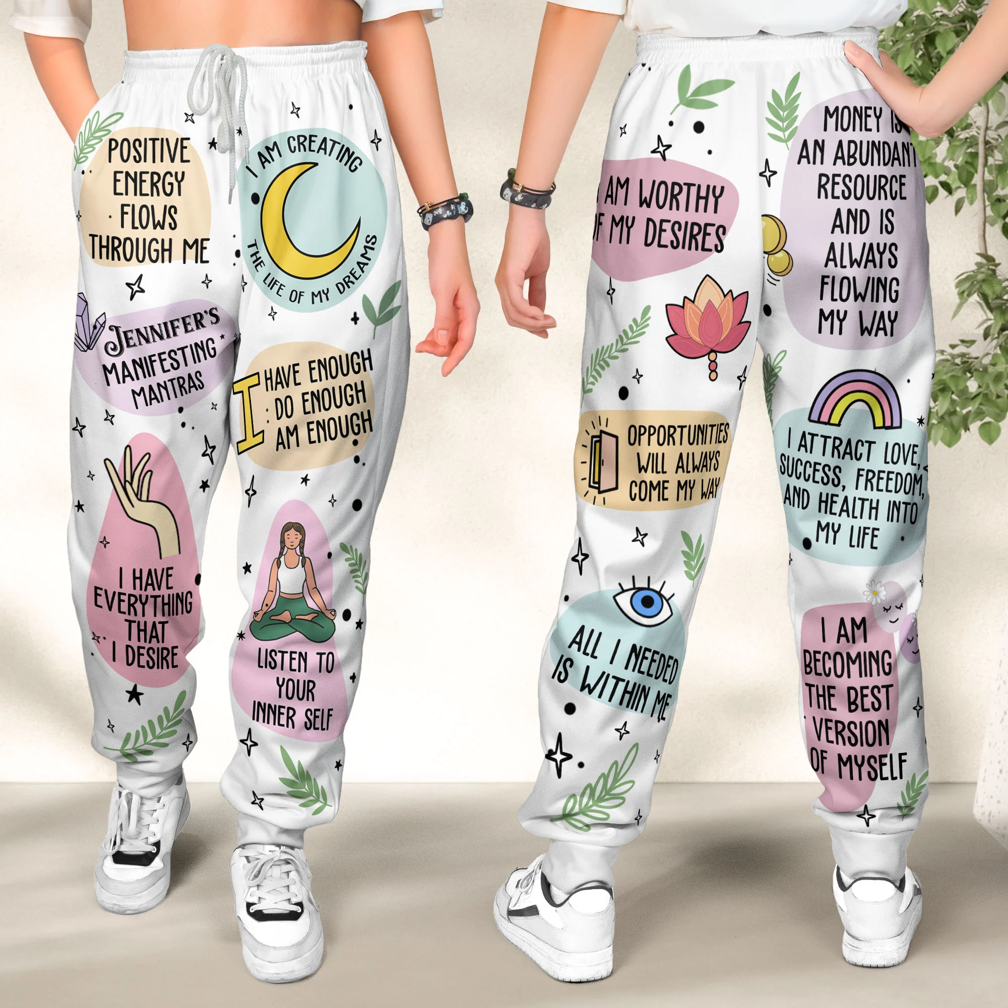 Manifesting Mantras Manifest Gift Affirmations Gift - Personalized Sweatpants - Image 2