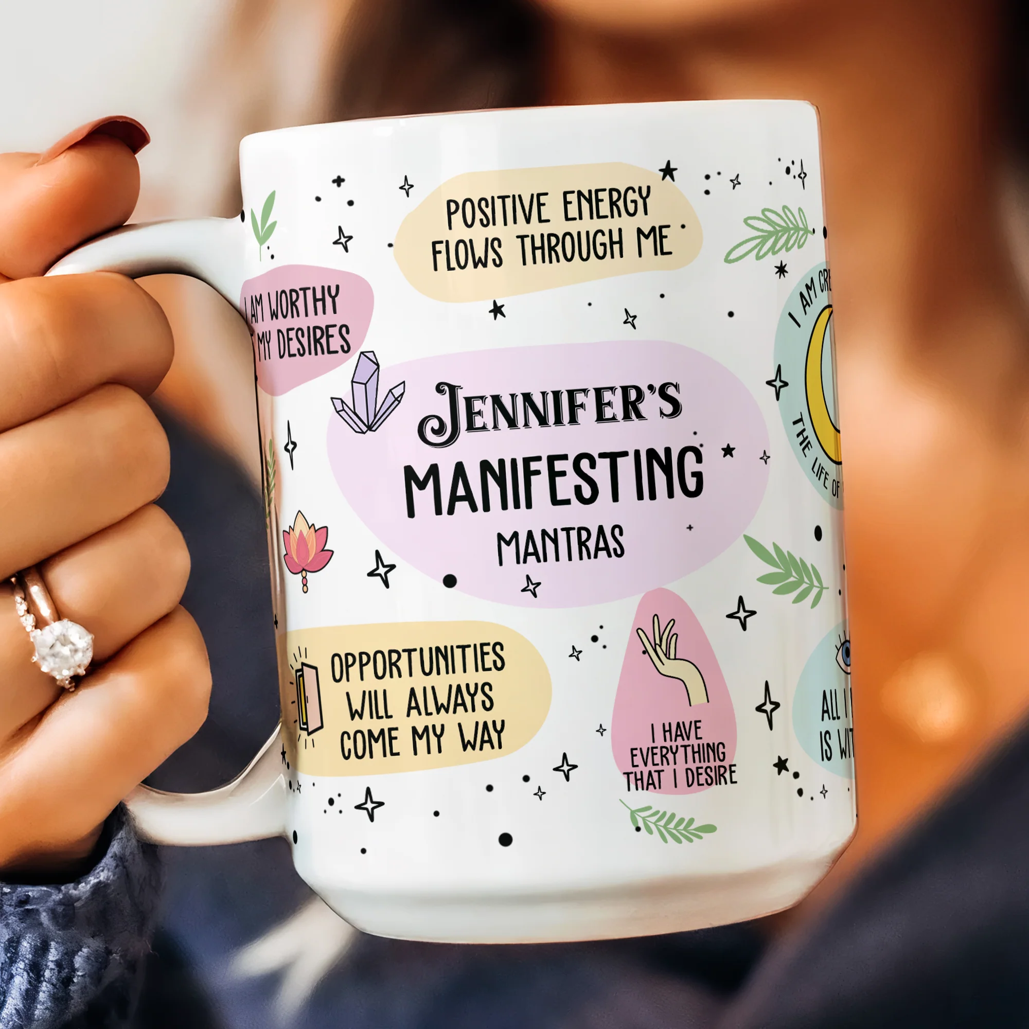 Manifesting Mantras Mug Manifest For Me Gift - Personalized Mug - Image 4