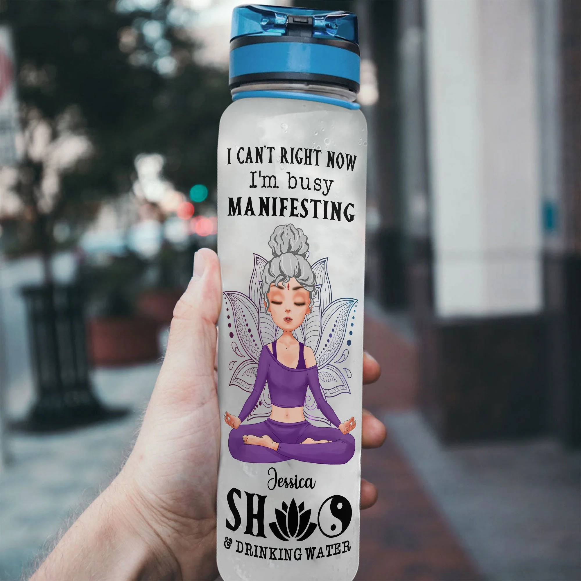 Manifesting Shit And Drinking Water - Personalized Water Tracker Bottle - Image 3