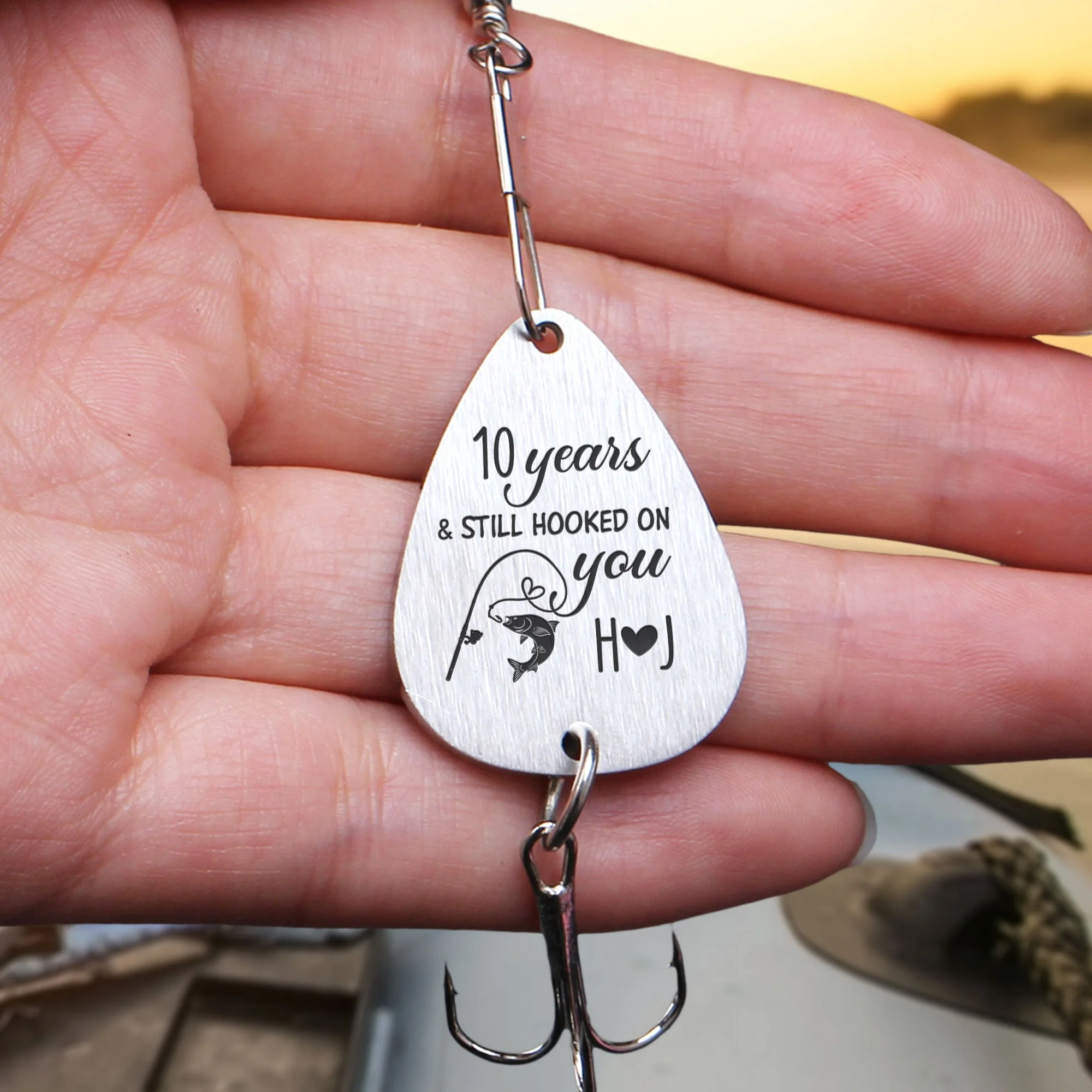 Many Years & Still Hooked On You - Personalized Fishing Lure Keychain - Image 2