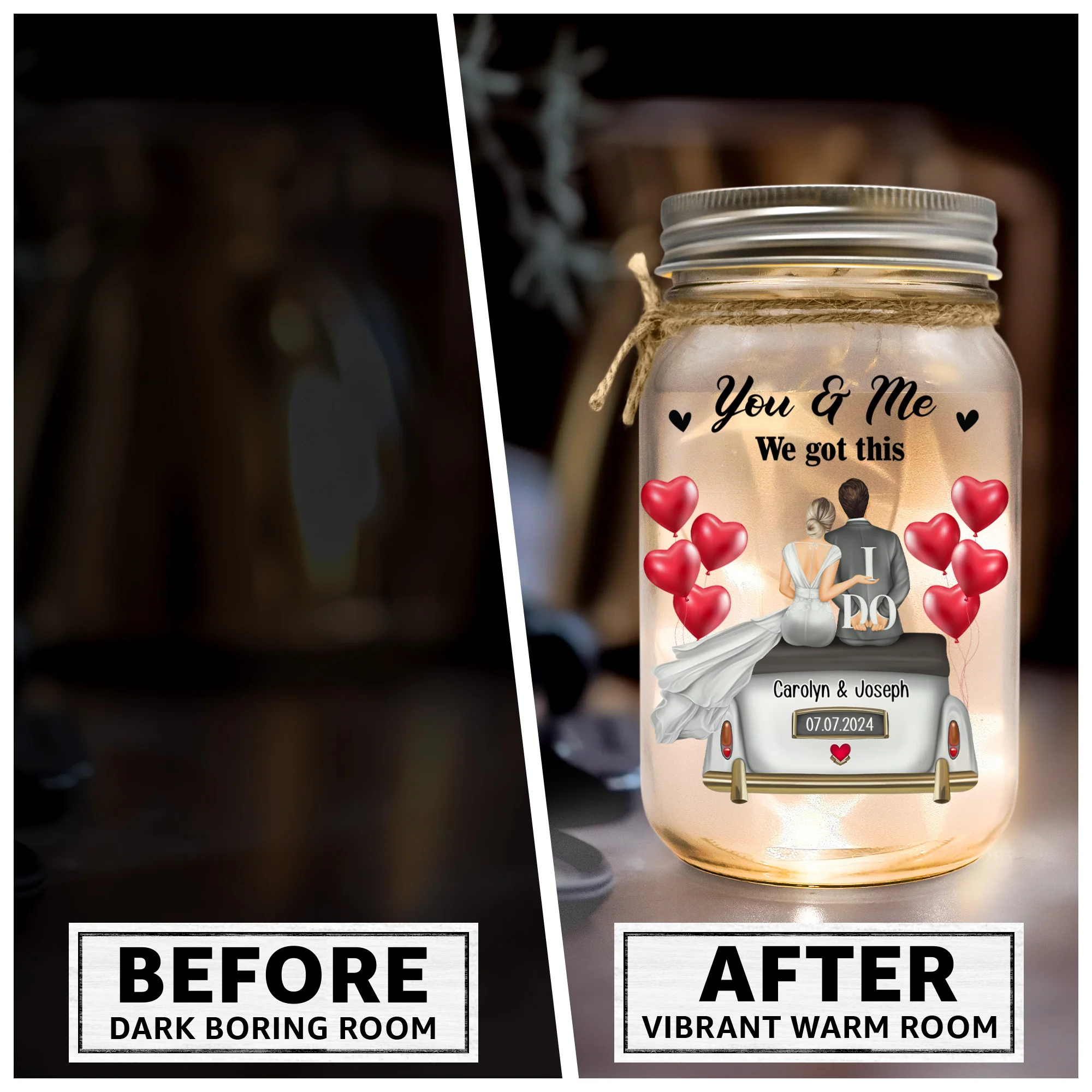 Marriage Prayer Lord Help Us To Remember - Personalized Mason Jar Light - Image 4