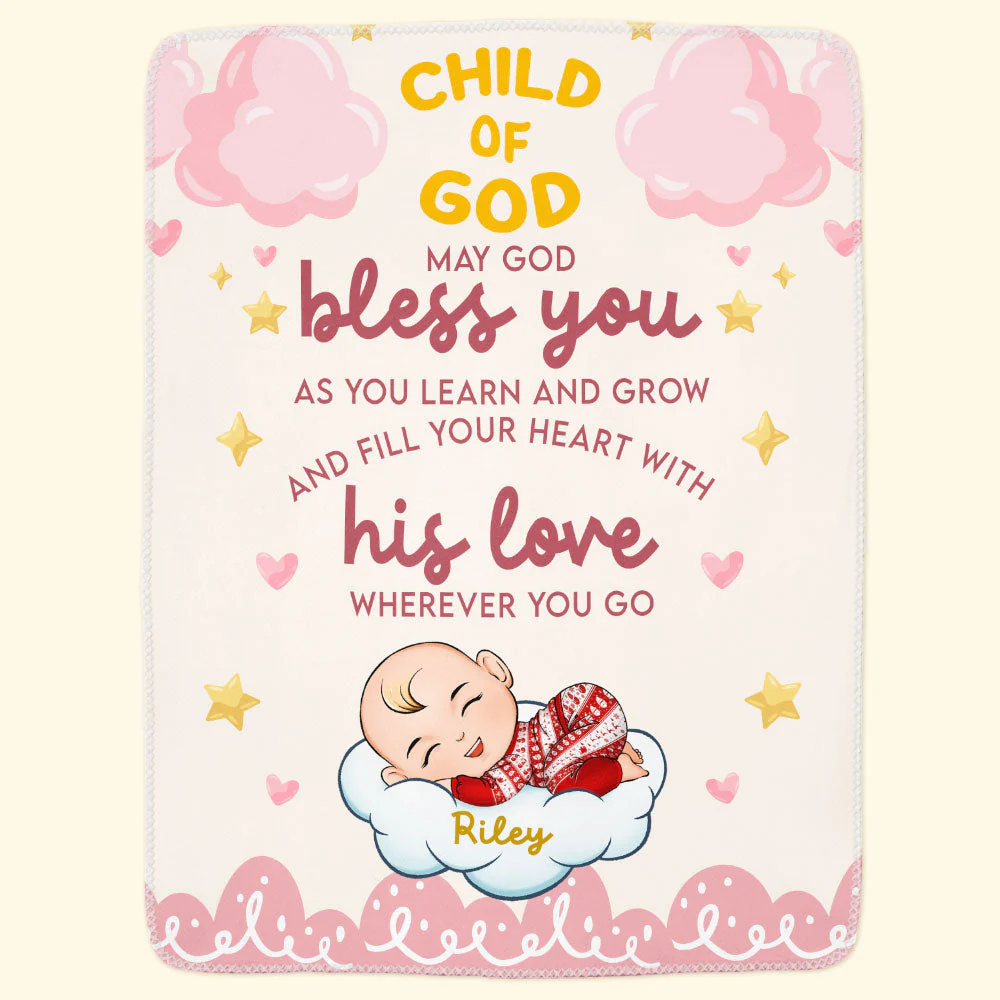 May God Bless You - Personalized Baby Blanket - Image 2