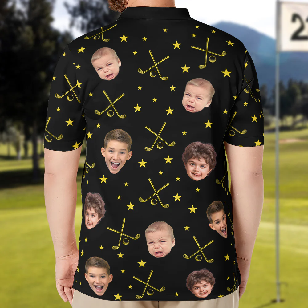 May The Course Be With You Daddy - Custom Faces - Personalized Photo Polo Shirt - Image 4